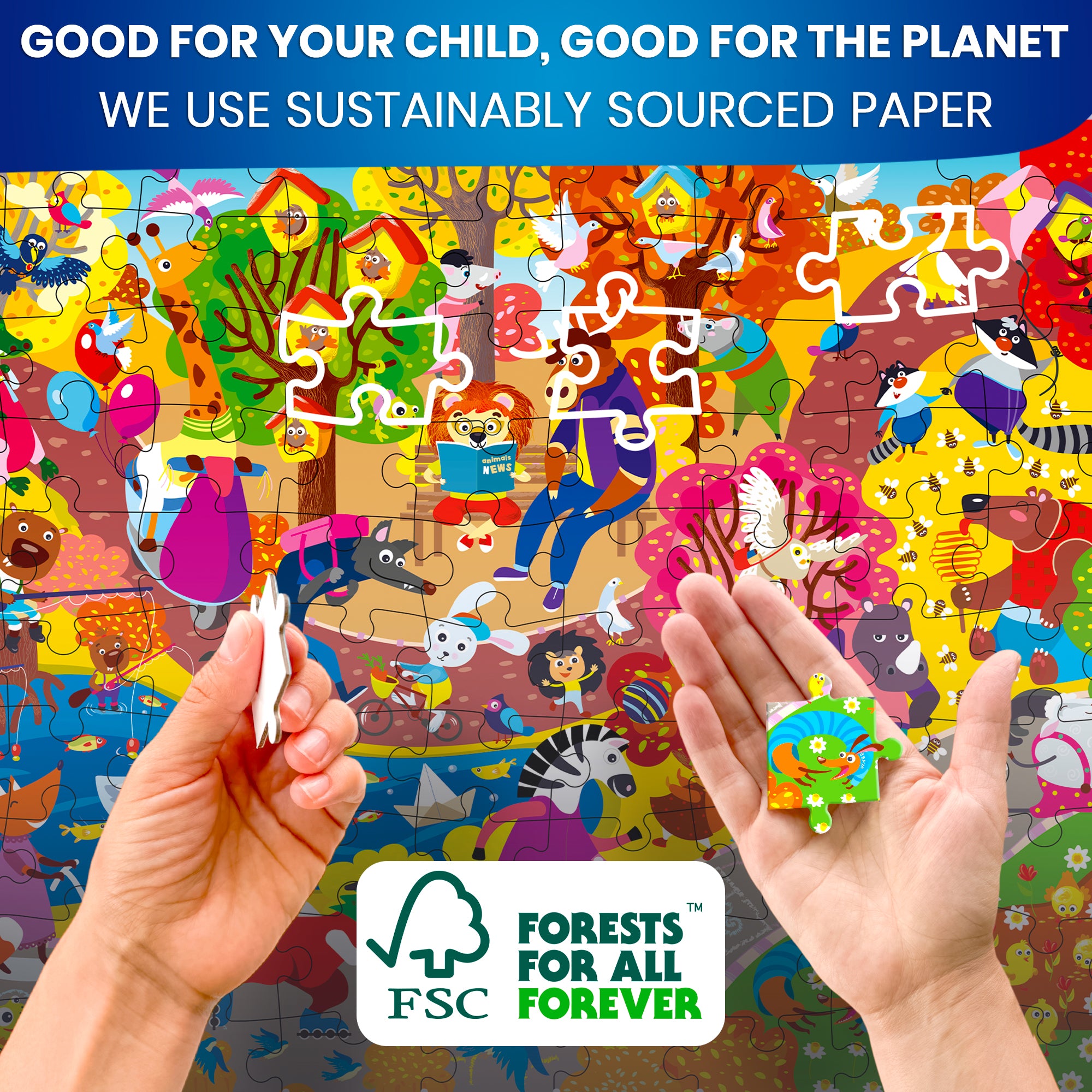 100 Pcs Puzzles for Kids | Wild Animals, Floral