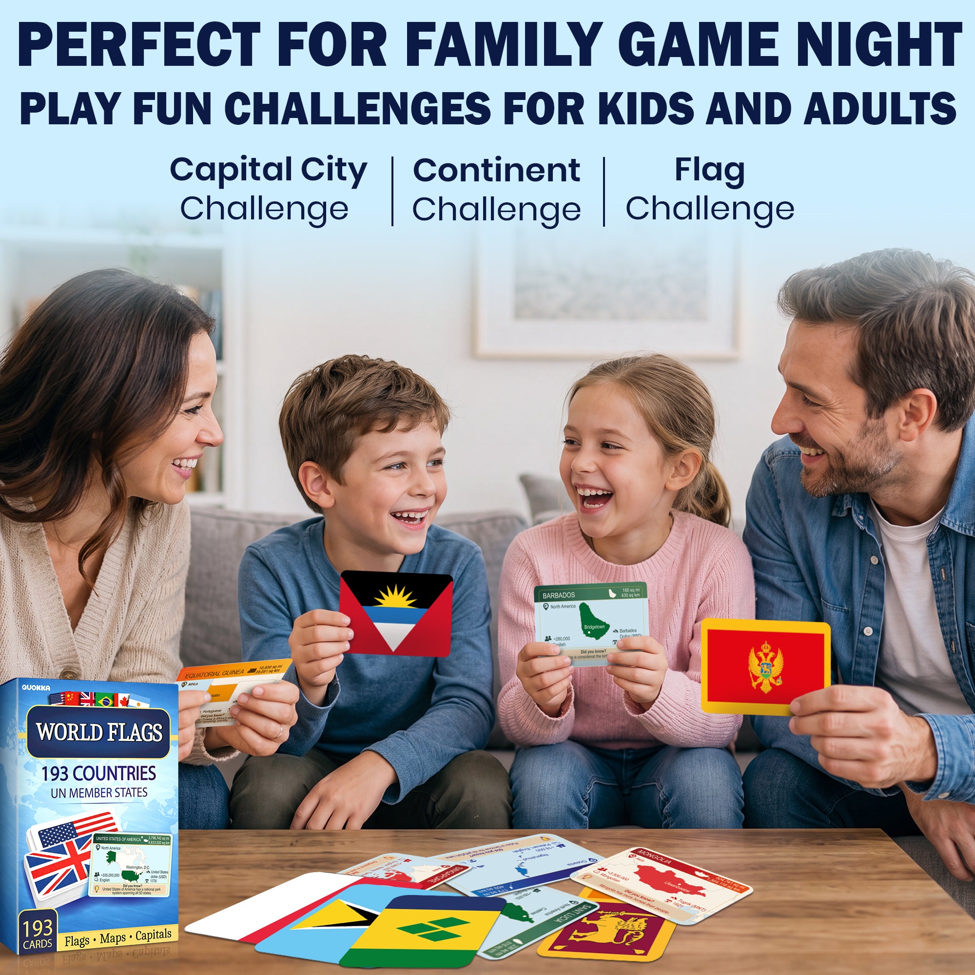 World Flags Flash Cards – 193 Country Geography Trivia Cards