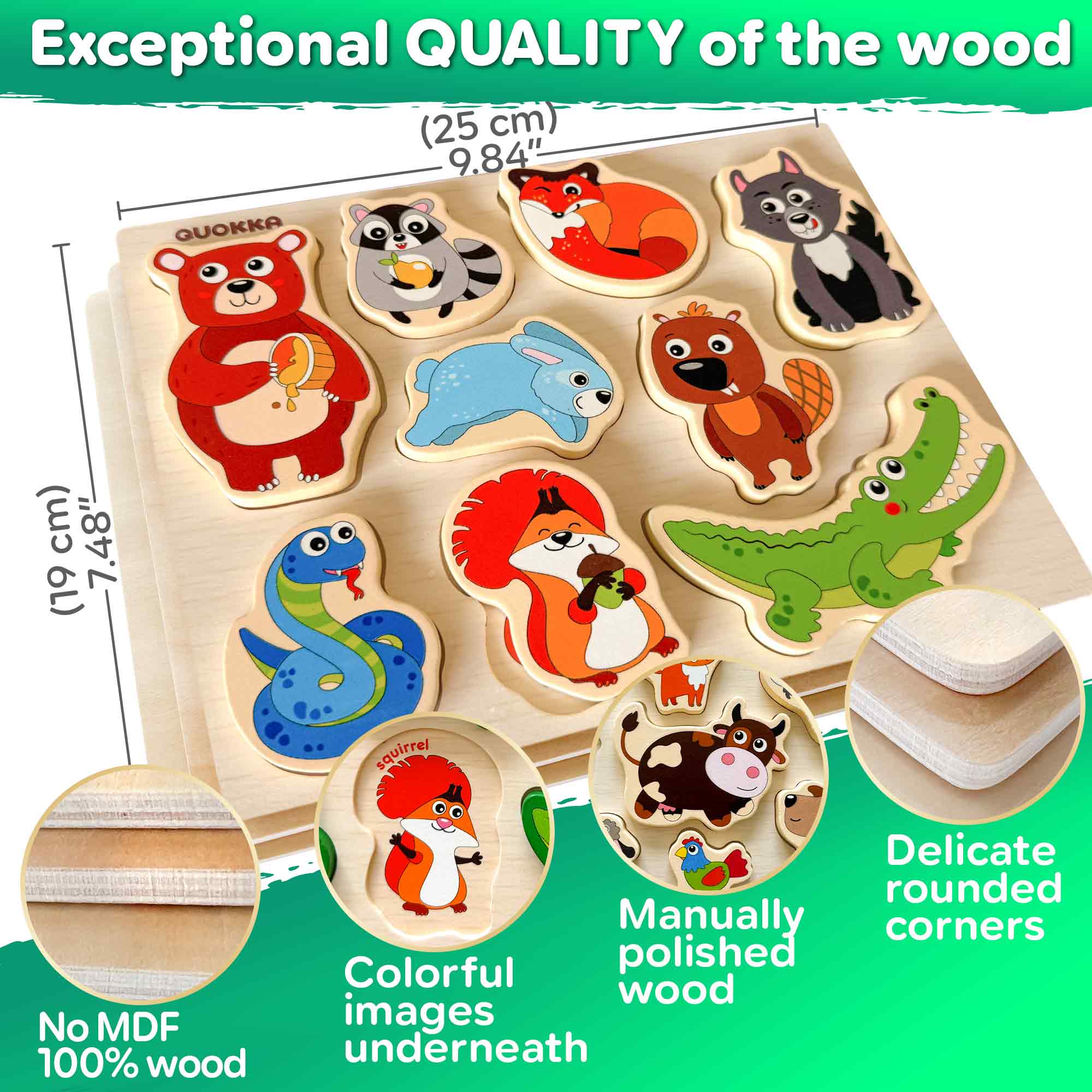 3 Set Chunky Wooden Puzzles for Toddlers | Toys with Animals