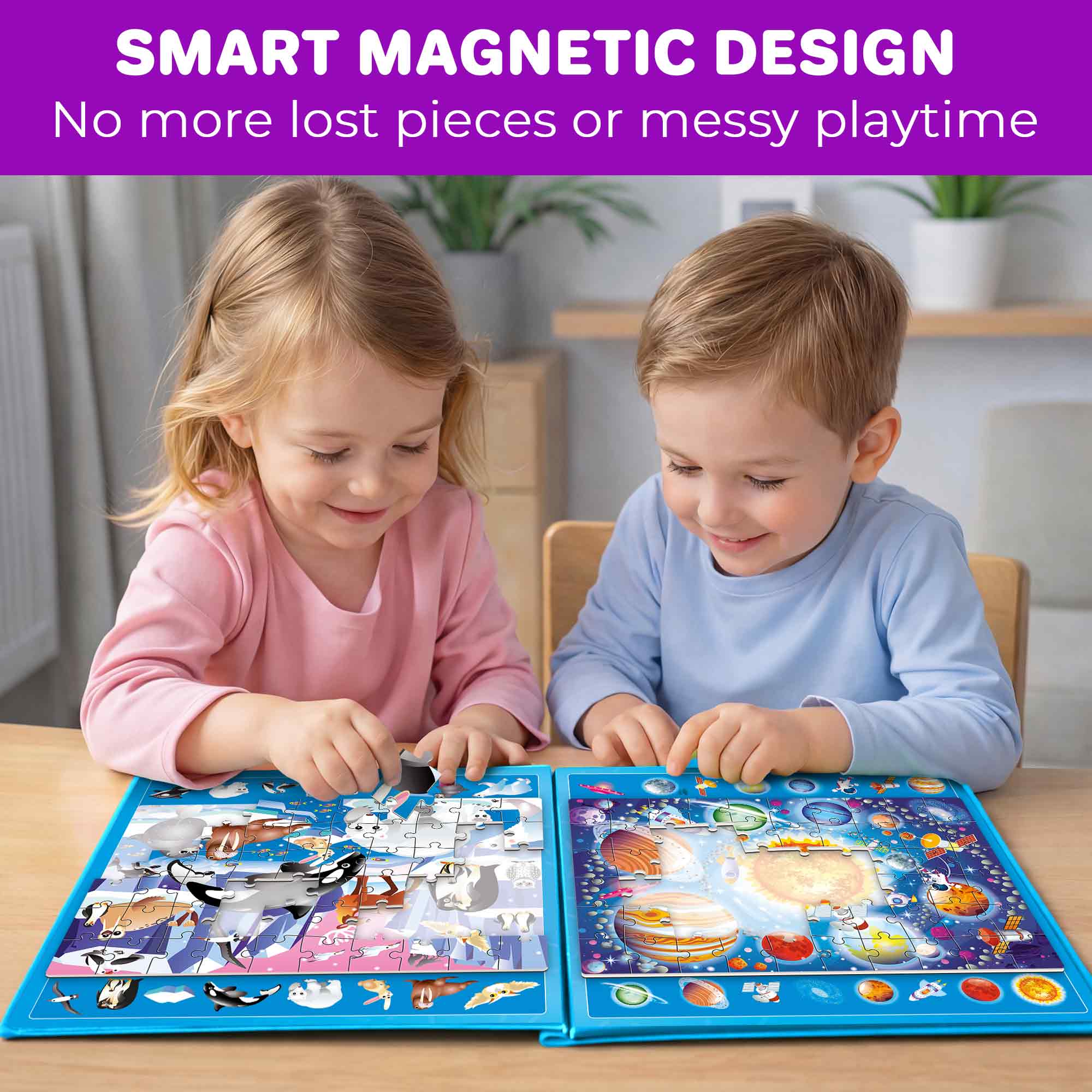 Magnetic Puzzle 2x60 Pcs Puzzles for Kids - Space & Polar