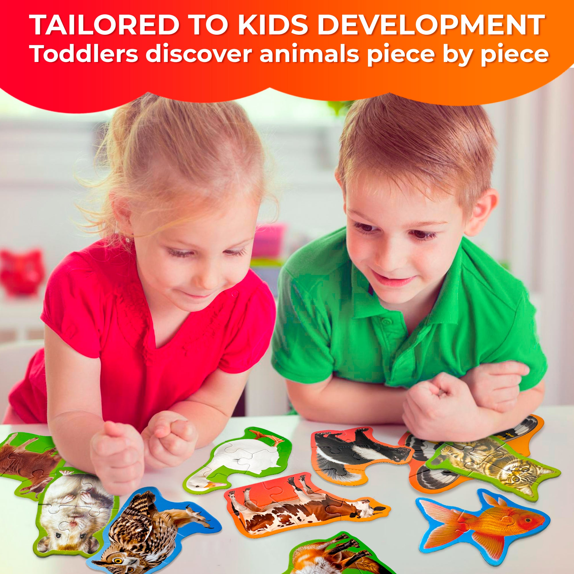 Step Up Puzzles 4 Set – 40 Animal Puzzles for Toddlers 2-4