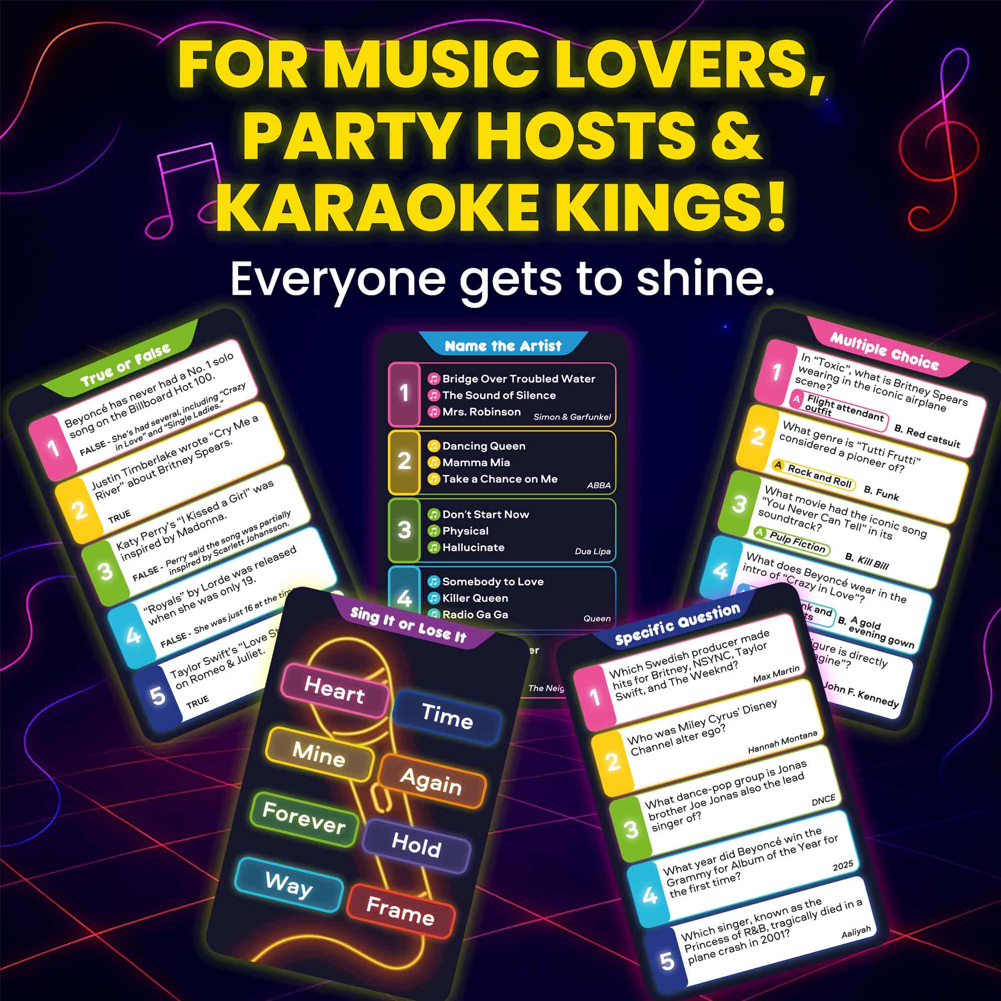 Card Game Who Knows Hits Better? 500+ Questions Music Games