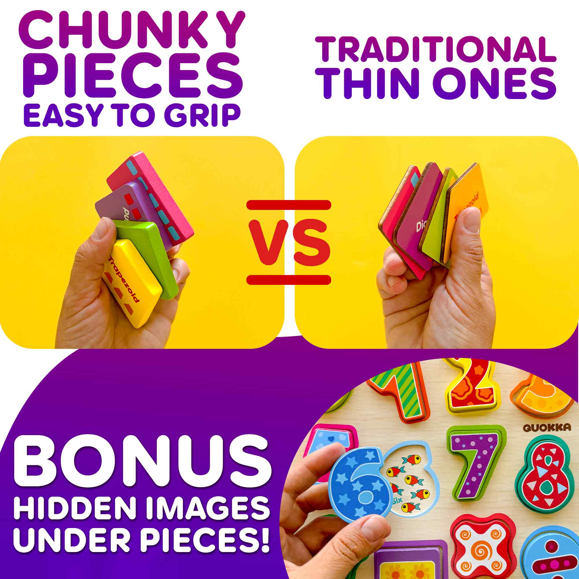 6 Chunky Puzzles for Toddlers - Animals, Numbers, Alphabet