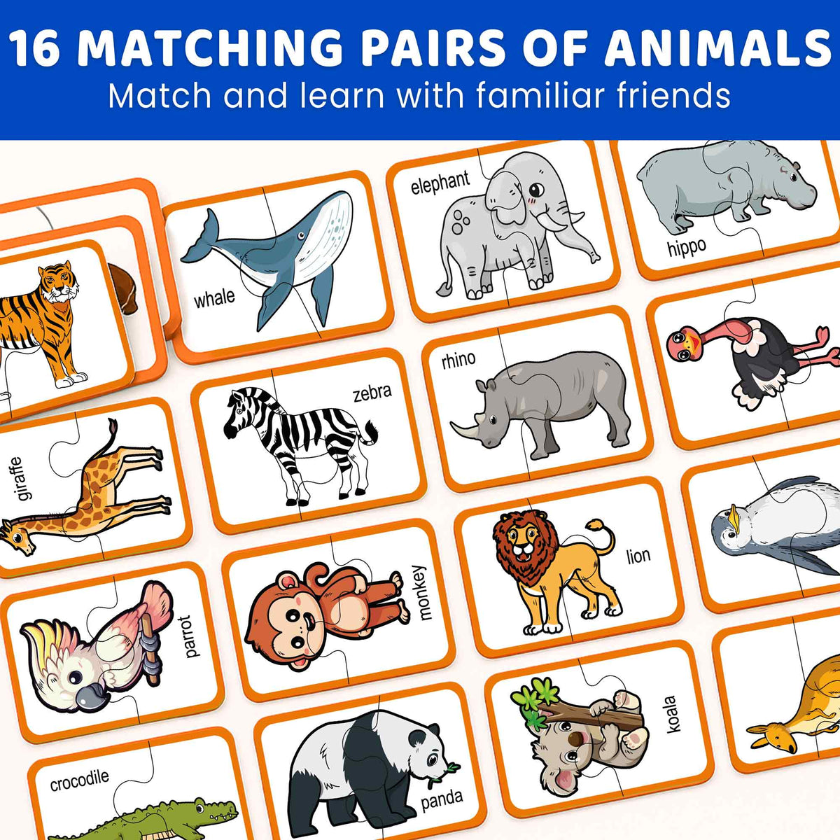 4 Set Matching Puzzle for Toddlers - Animals & Fruit