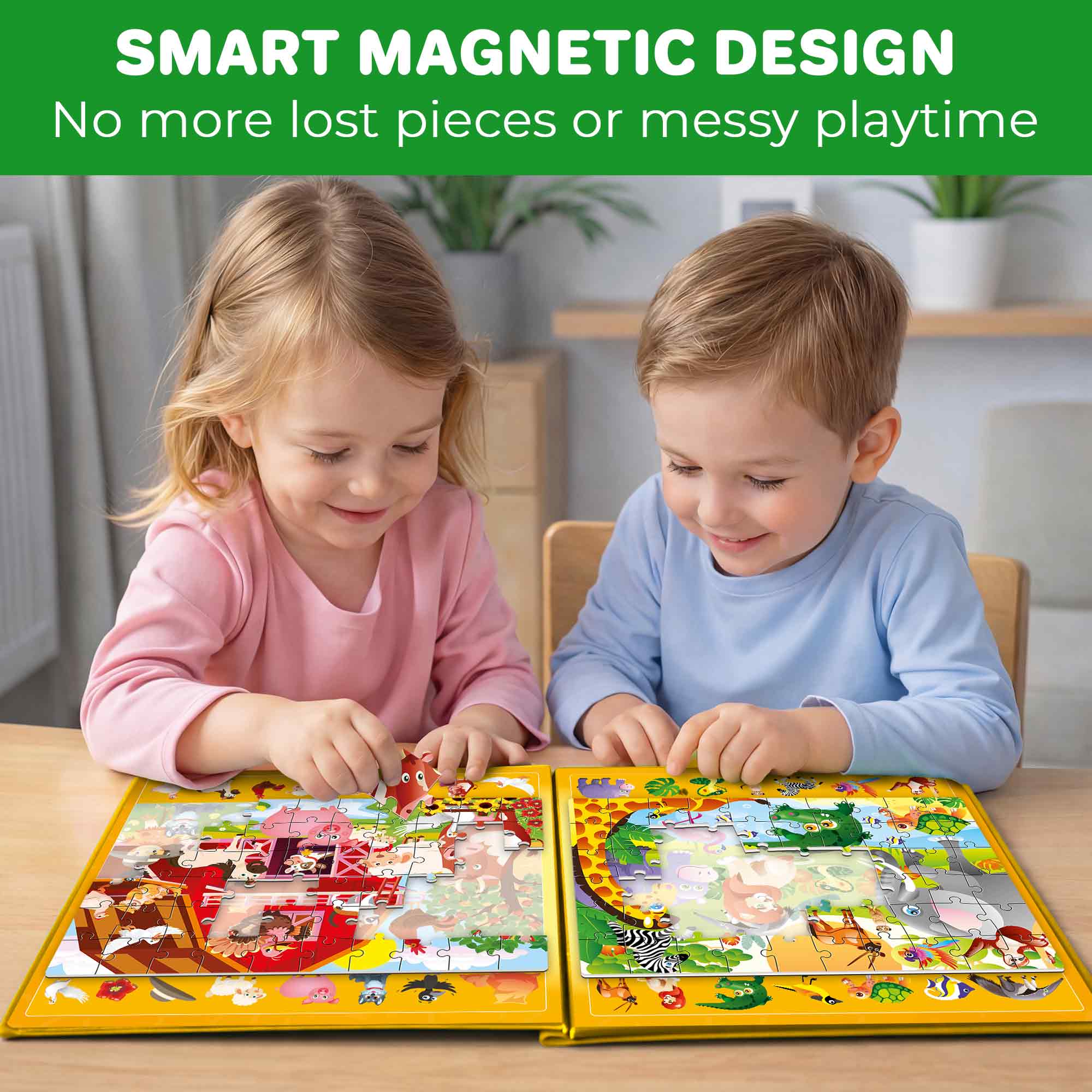 Magnetic Puzzle 2x60 Pcs Puzzles for Kids - Farm & Africa