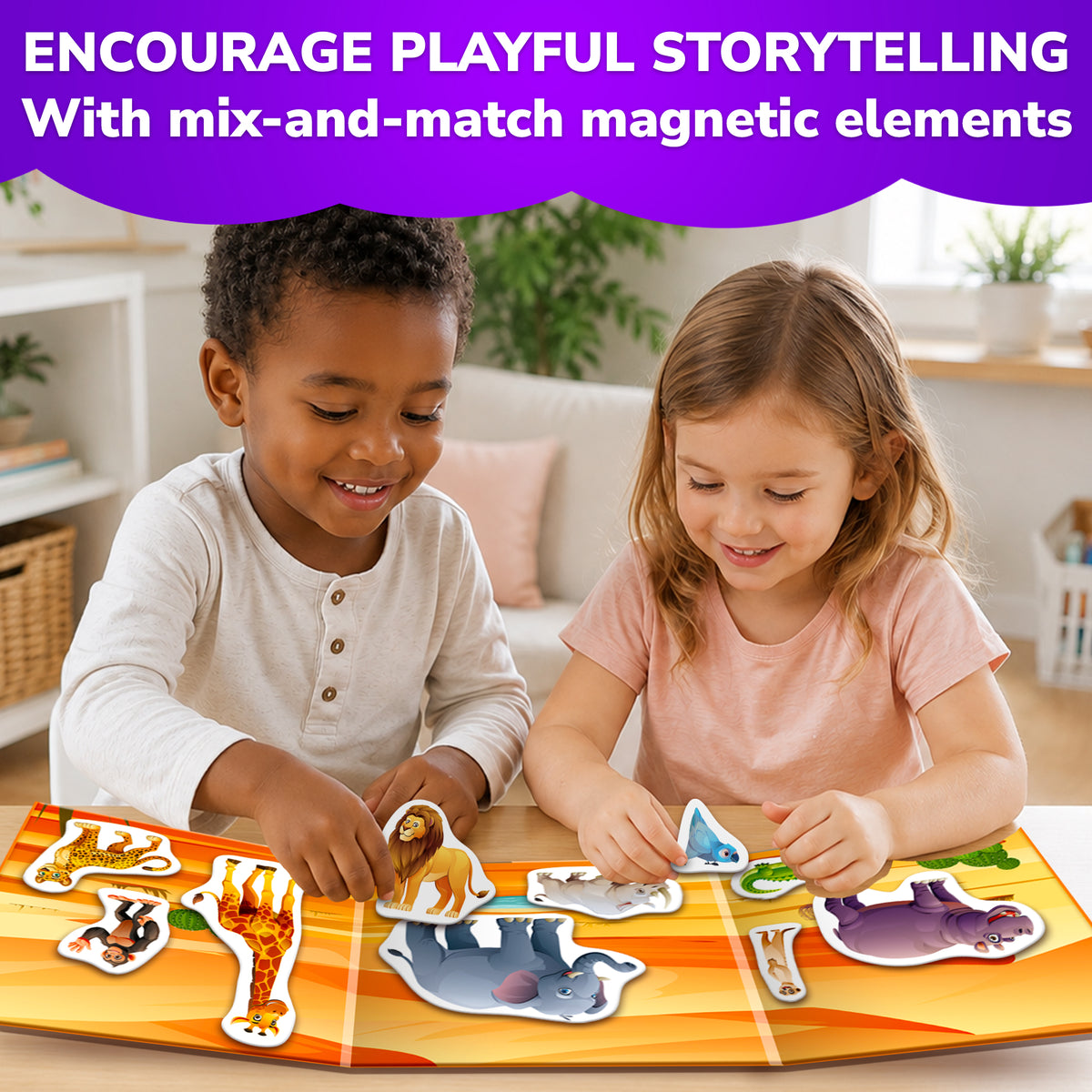 4 Set Travel Magnetic Book 80+Pcs for Kids with Animals