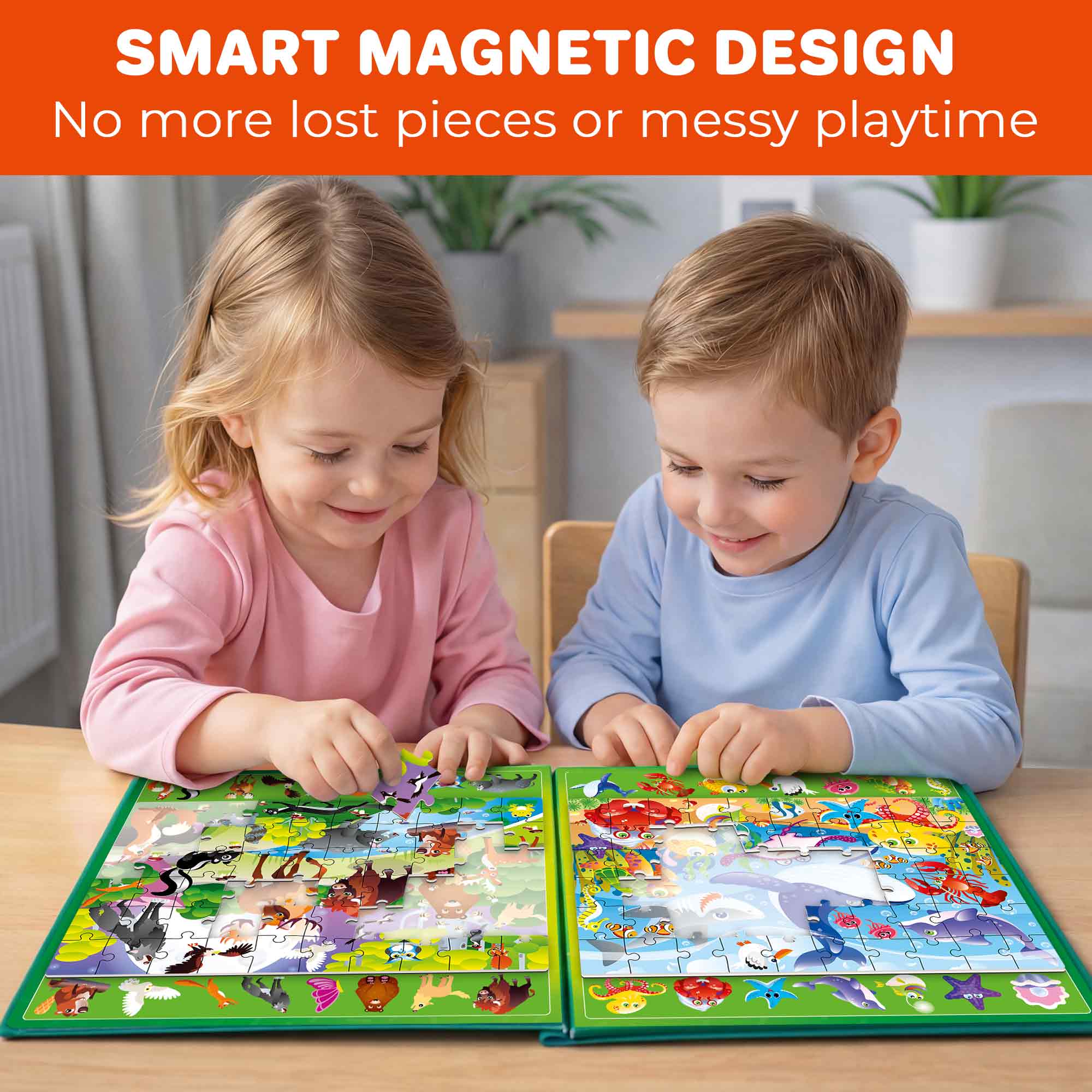 Magnetic Puzzle 2x60 Pcs Puzzles for Kids - Ocean & Forest