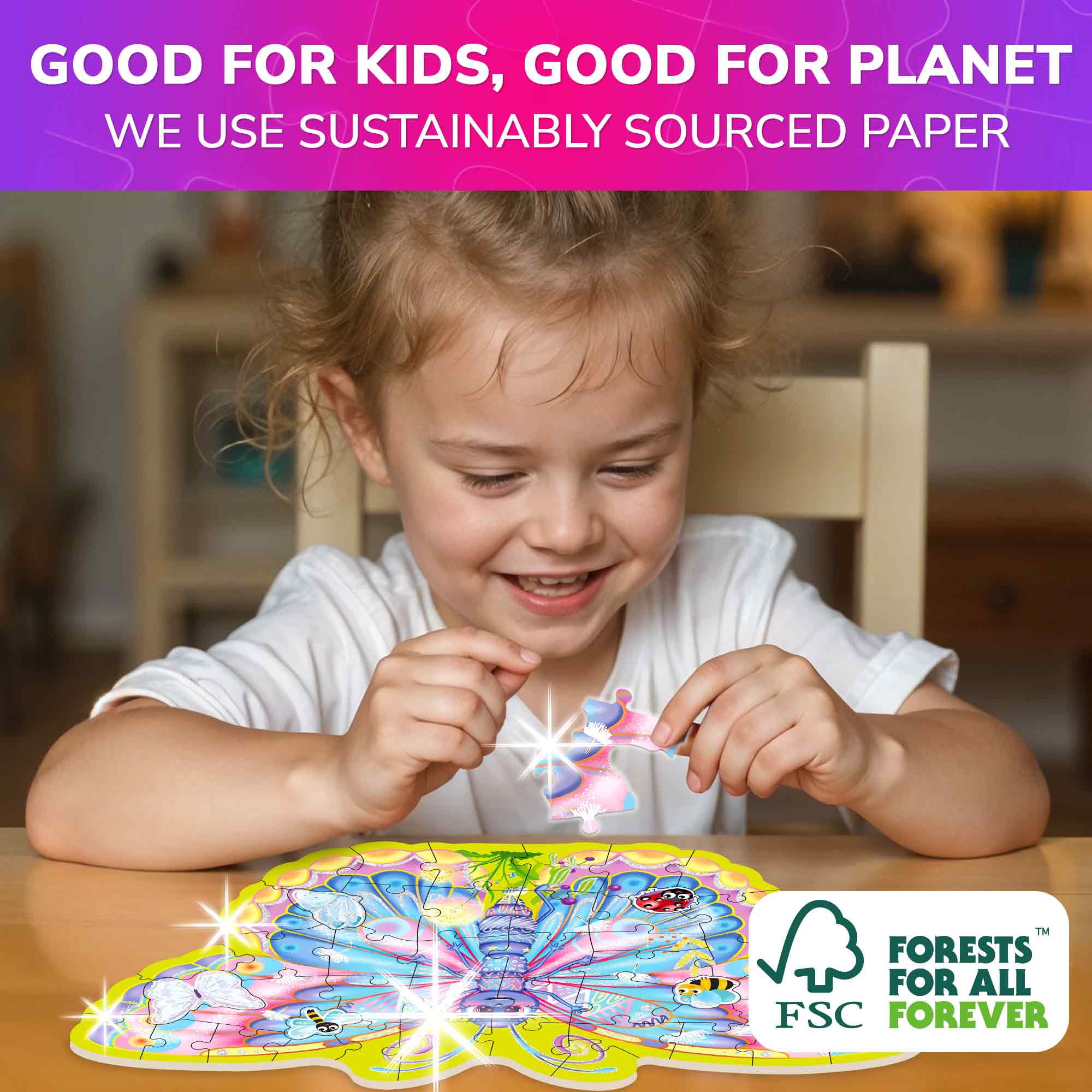 4x48 Pcs Shaped Puzzles with Glitter Effect - Princess, Unicorn