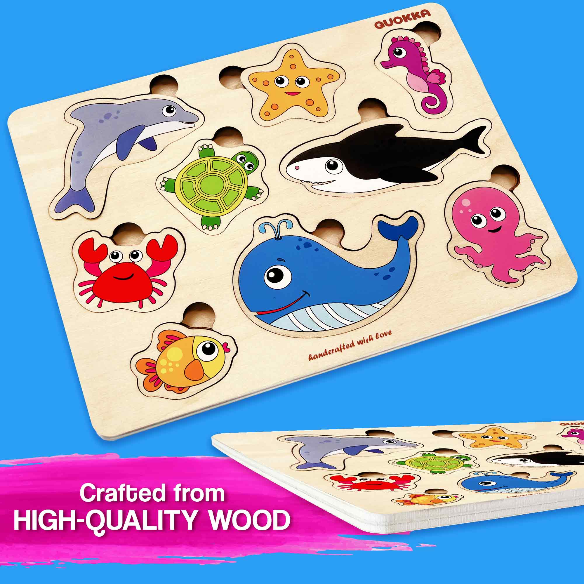Wooden Puzzles for Toddlers | Sea Animals