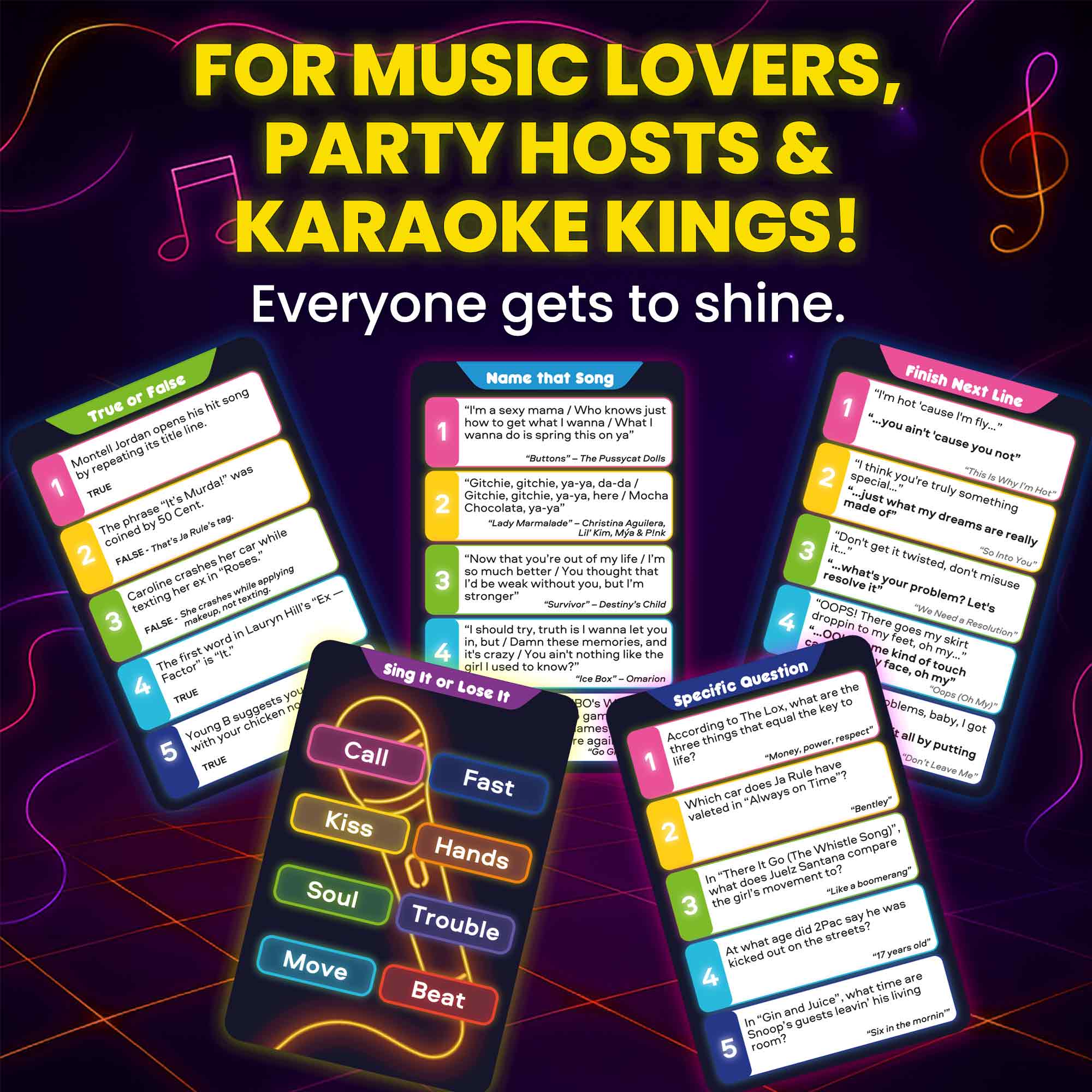 Card Game Who Knows Lyrics Better? 90s & 2000s Hip-Hop & R&B