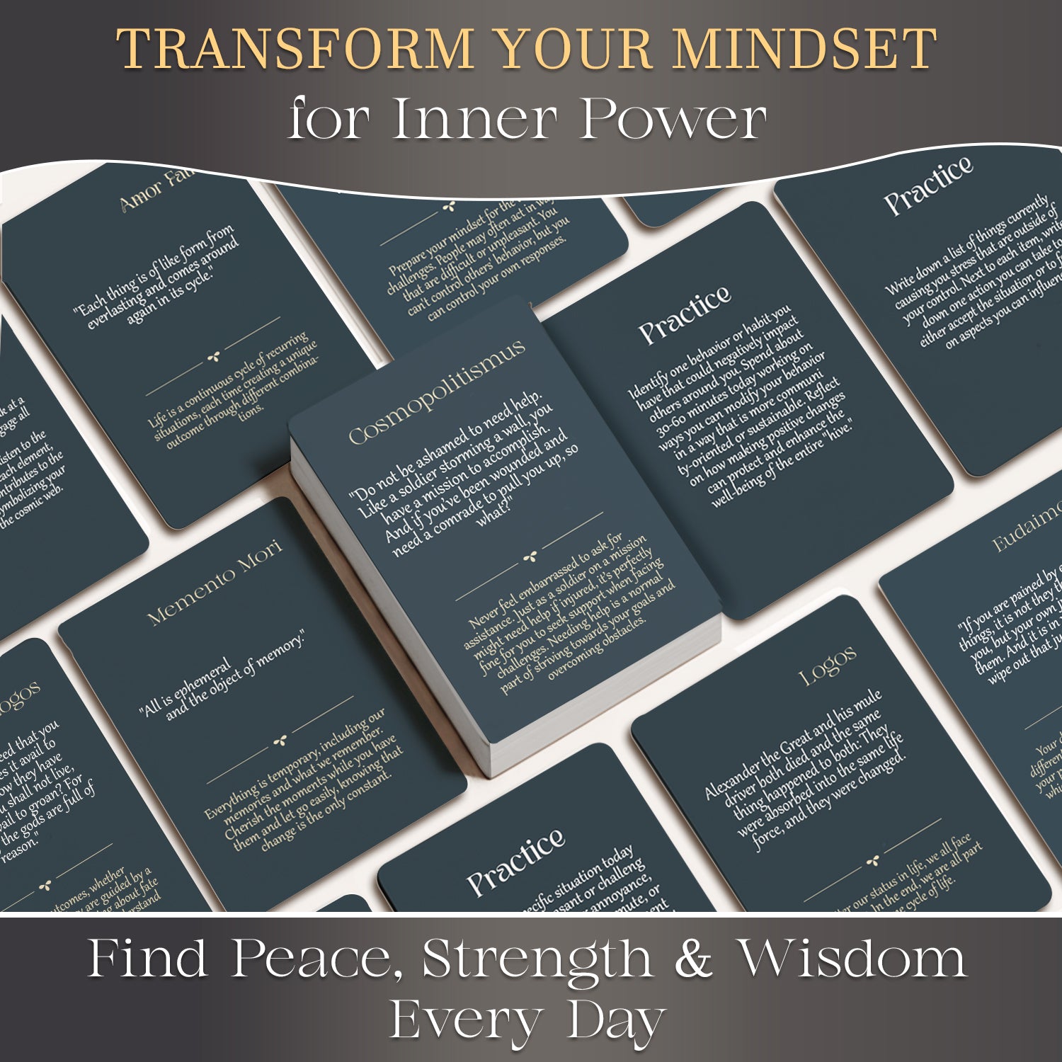 Stoicism Cards Marcus Aurelius - 122 Daily Quotes & Exercises