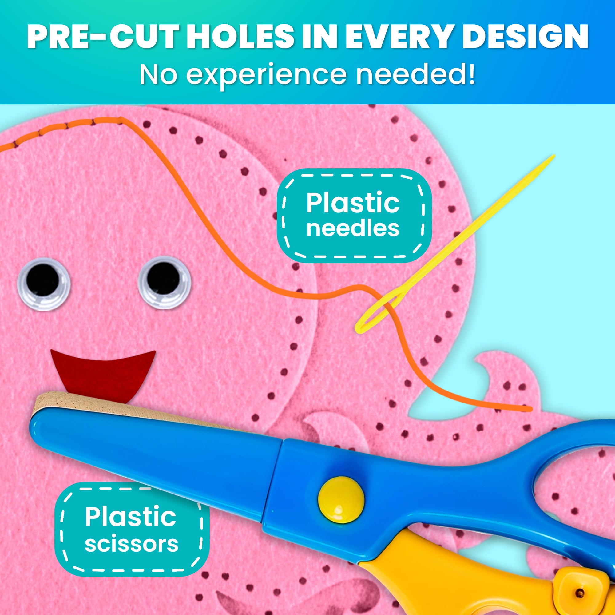 Craft Kits for Kids - 12 Sea Animals Sewing Kit Basic