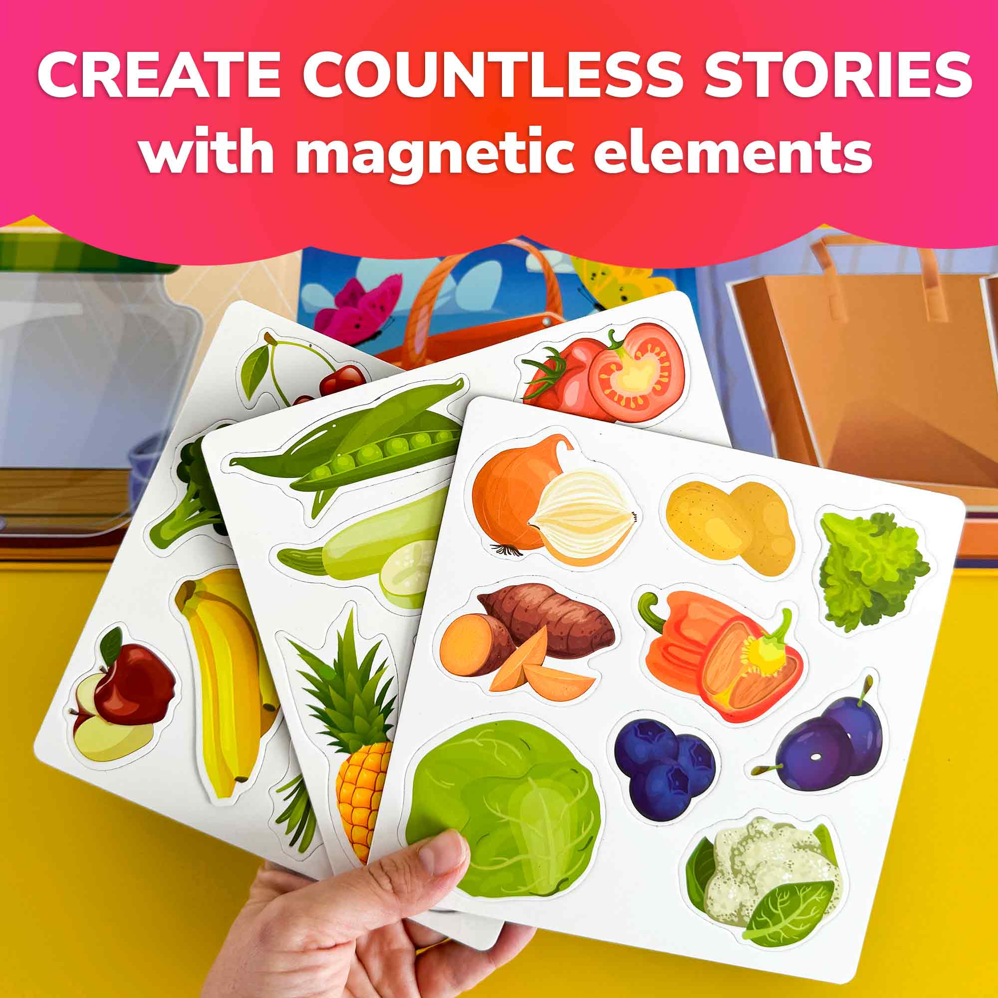 Travel Magnetic Book 20+Pcs for Kids | Fruits