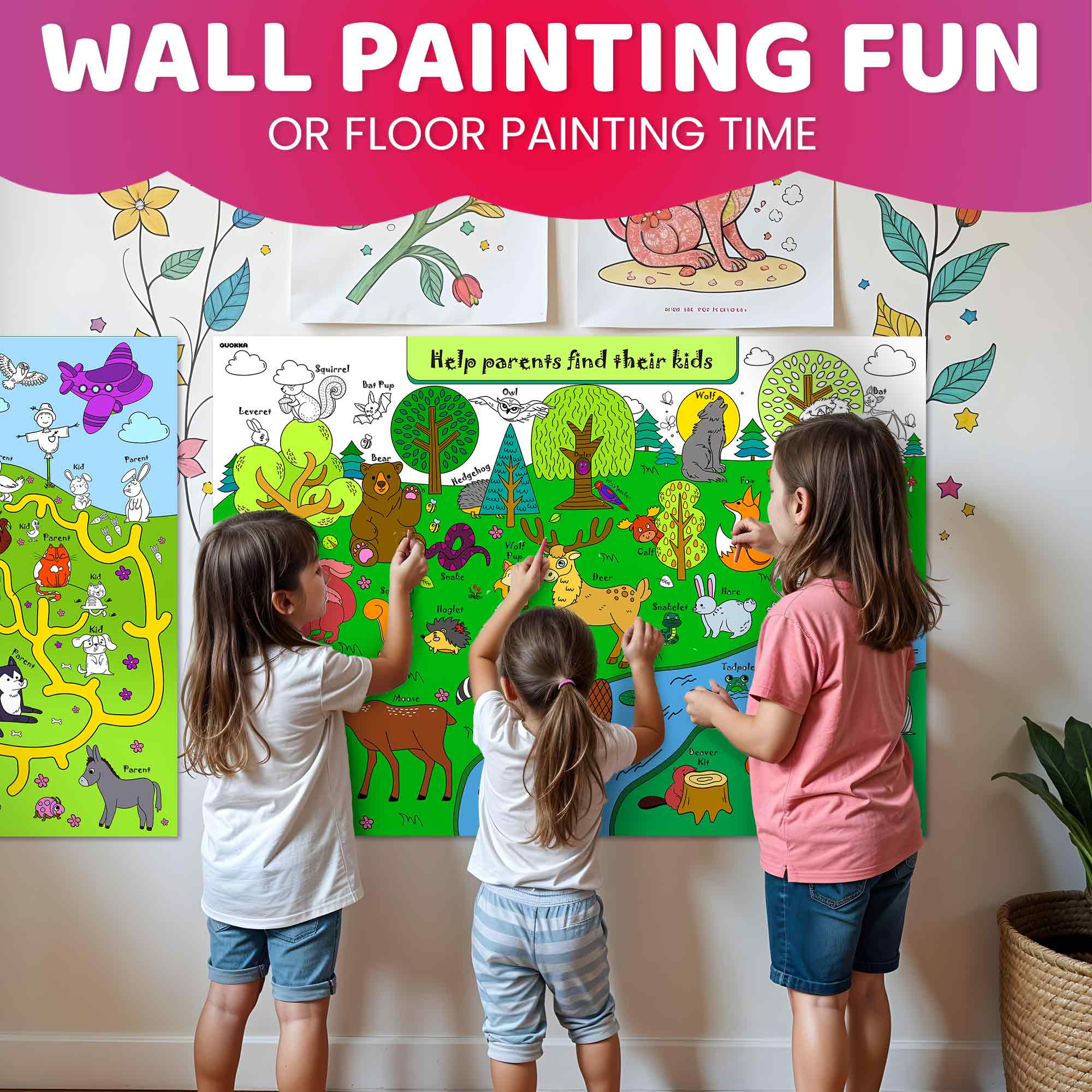 Large Coloring Sheets with Educational Tasks