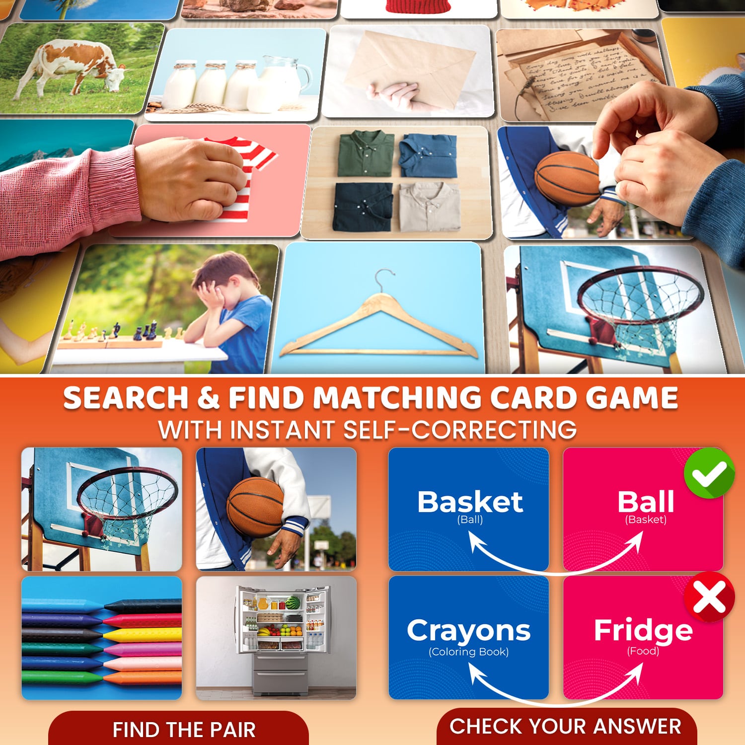 208 Vocabulary Flash Cards Set | Go Together & Opposites Matching Card Game