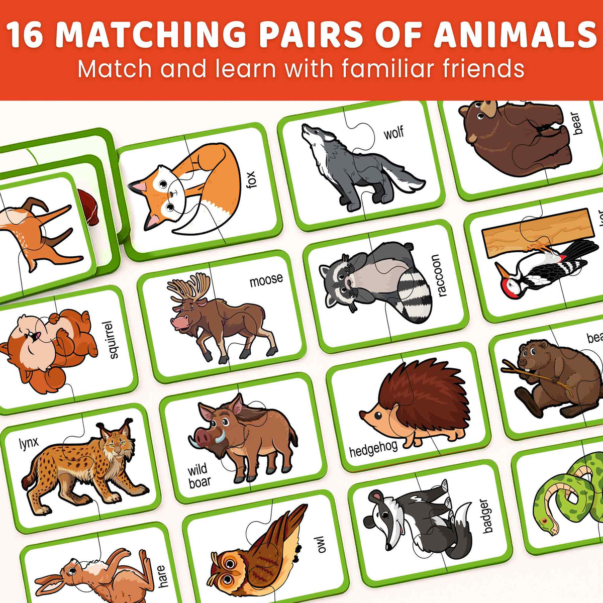 4 Set Matching Puzzle for Toddlers - Animals & Fruit