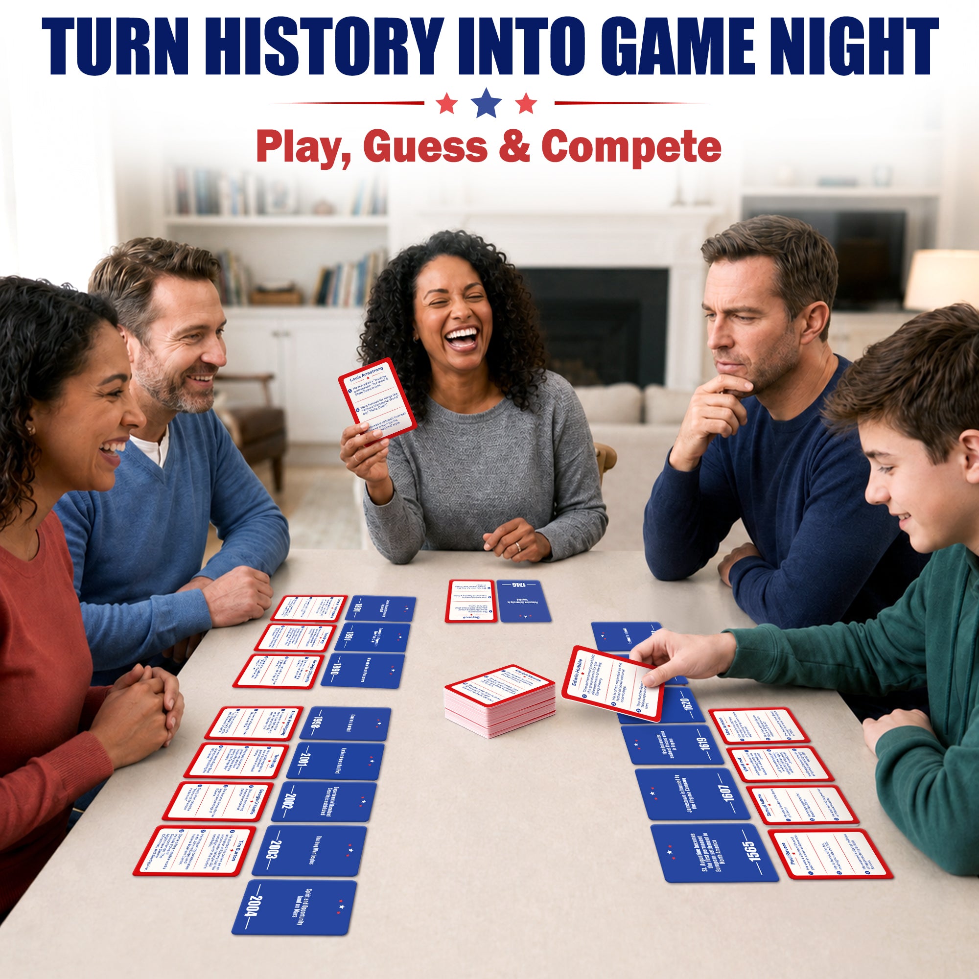 U.S. History Trivia Game with 250 Double-Sided Cards