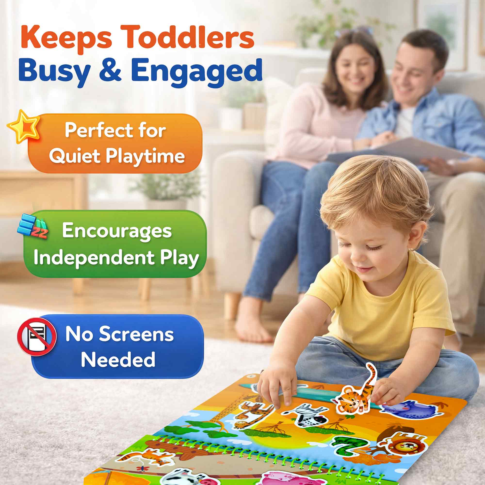 Jelly Sticker Books for Toddlers - Reusable Animal Topics