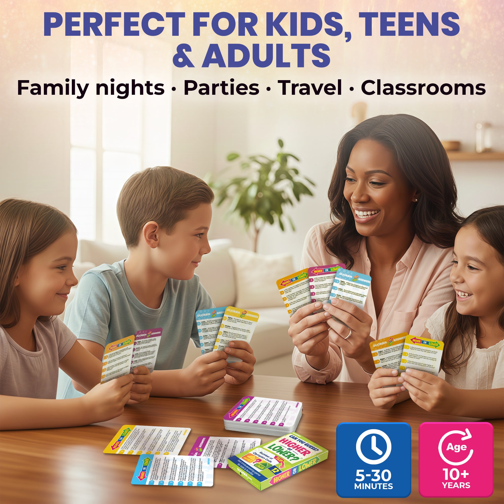 4 Set Board Game Higher or Lower for Family