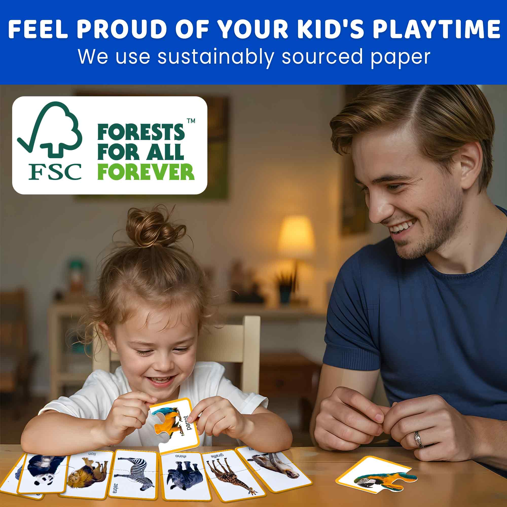 Matching Puzzle for Toddlers - 16 Realistic Pairs Wild Animals