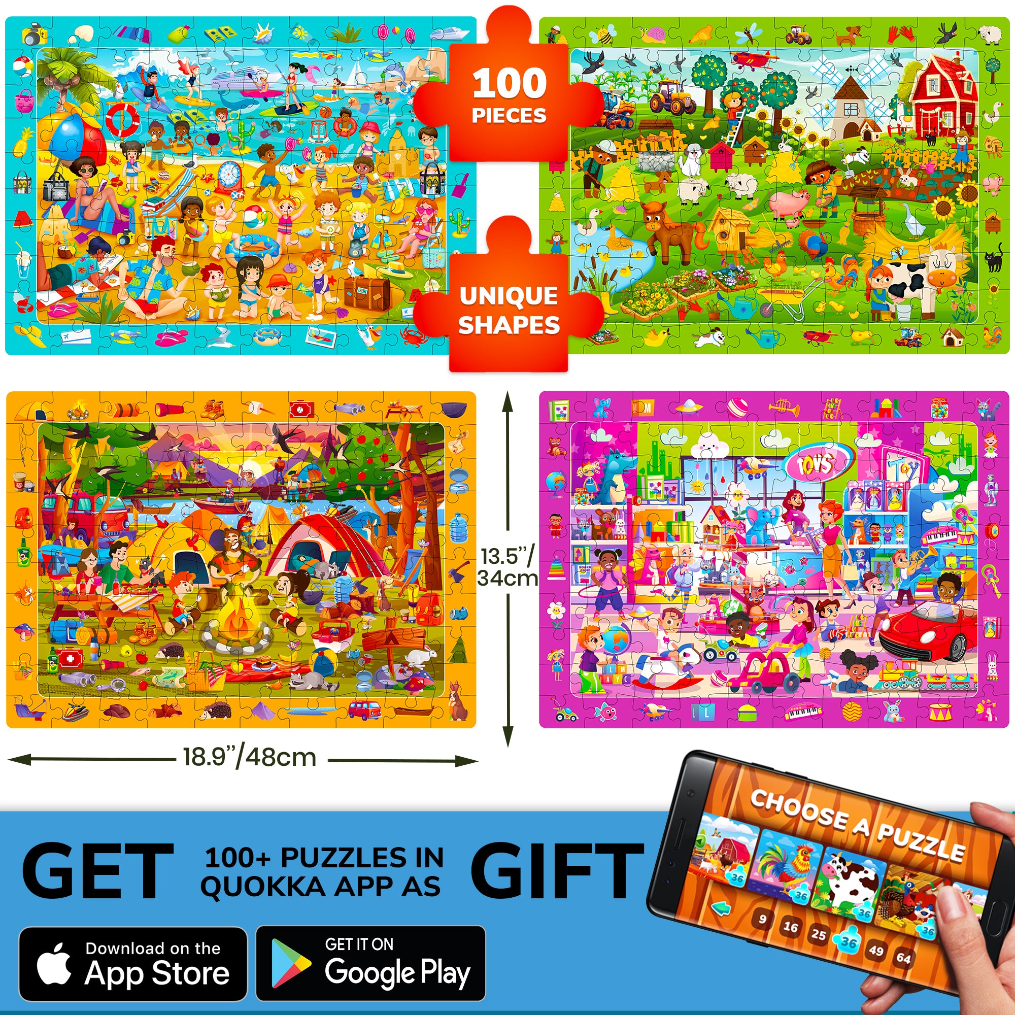100 Piece Search & Find Puzzles for Kids Toy Store, Camping