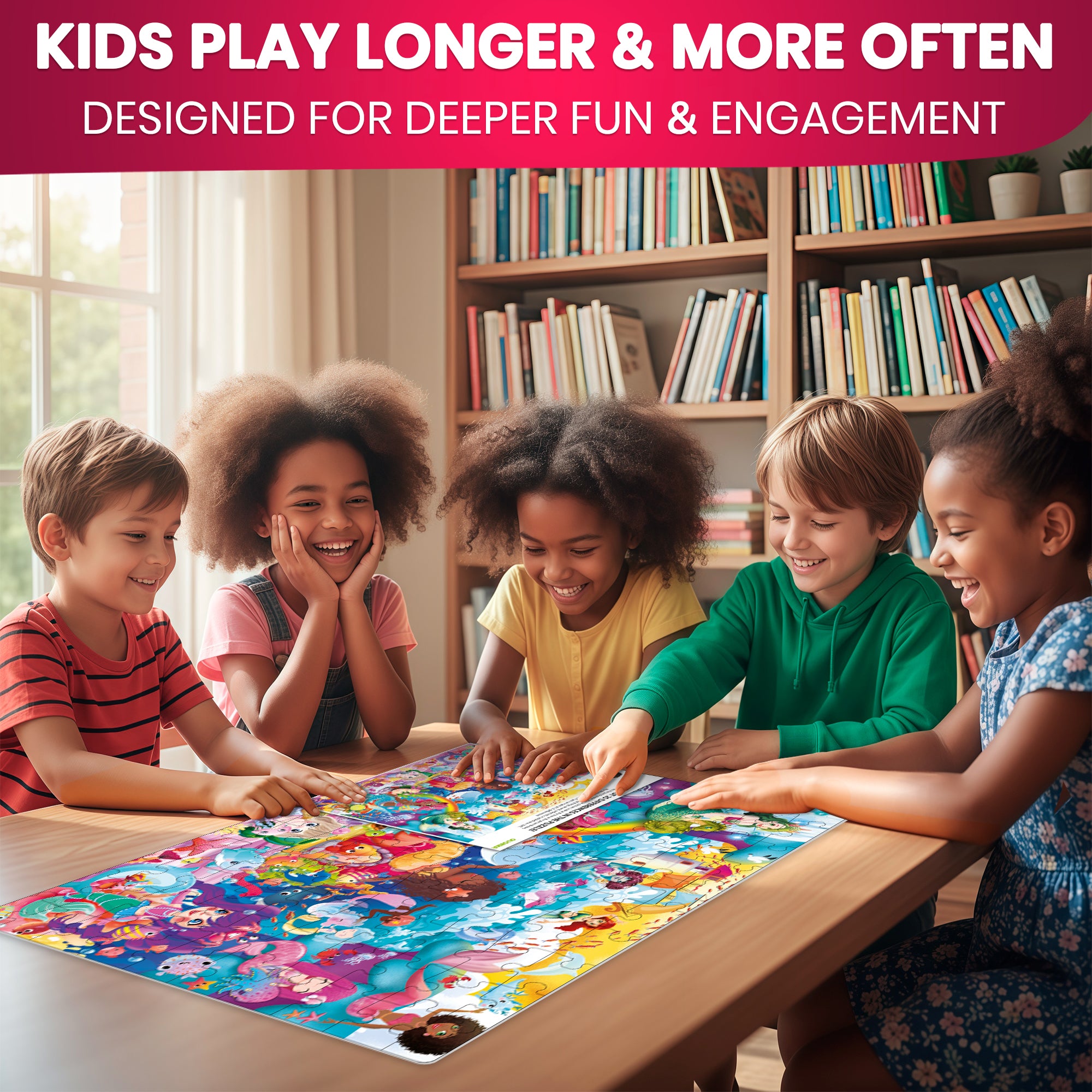 100 Pcs Floor Puzzles for Kids | Unicorns, Princess & Mermaids