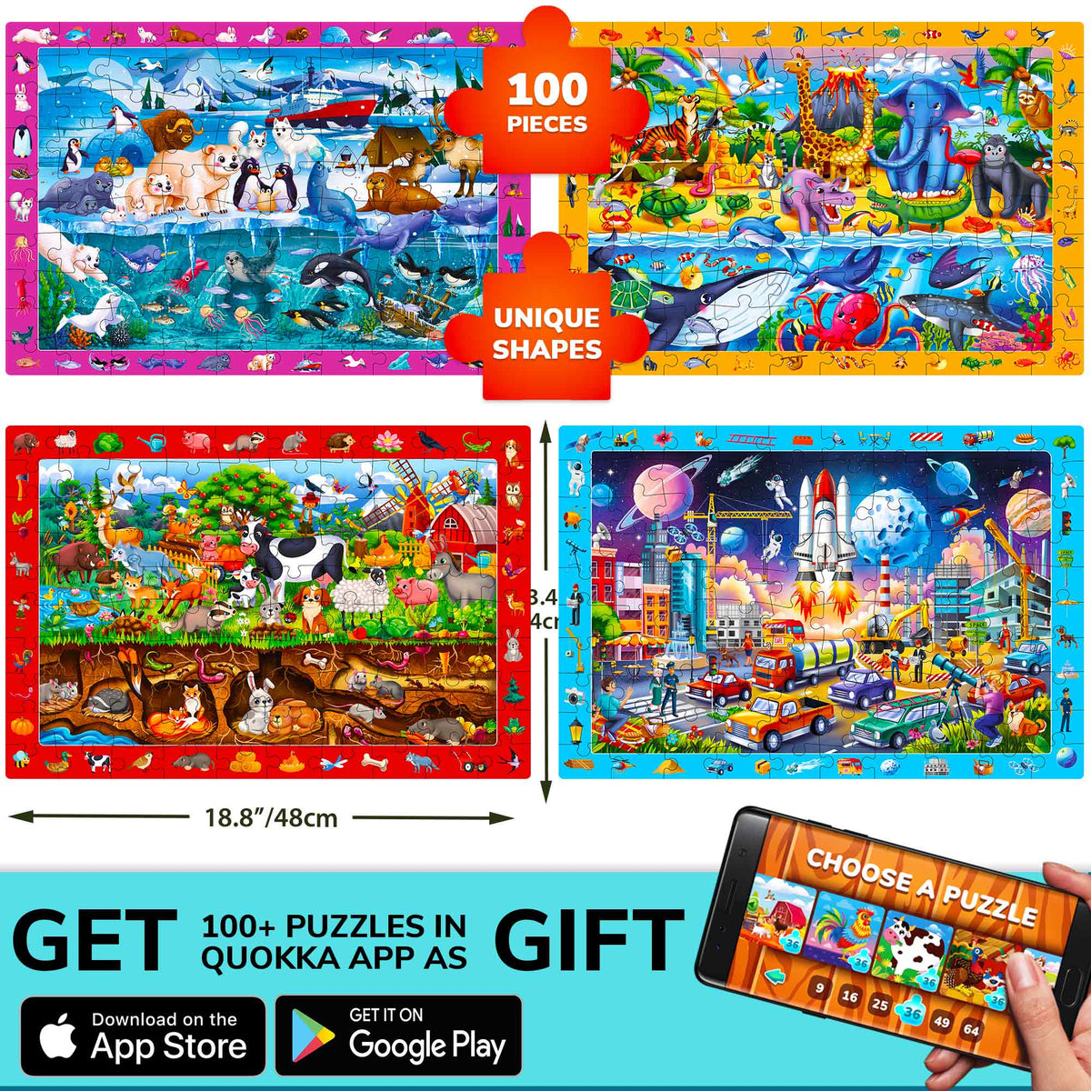 100 Piece Search & Find Puzzles for Kids City and Animals