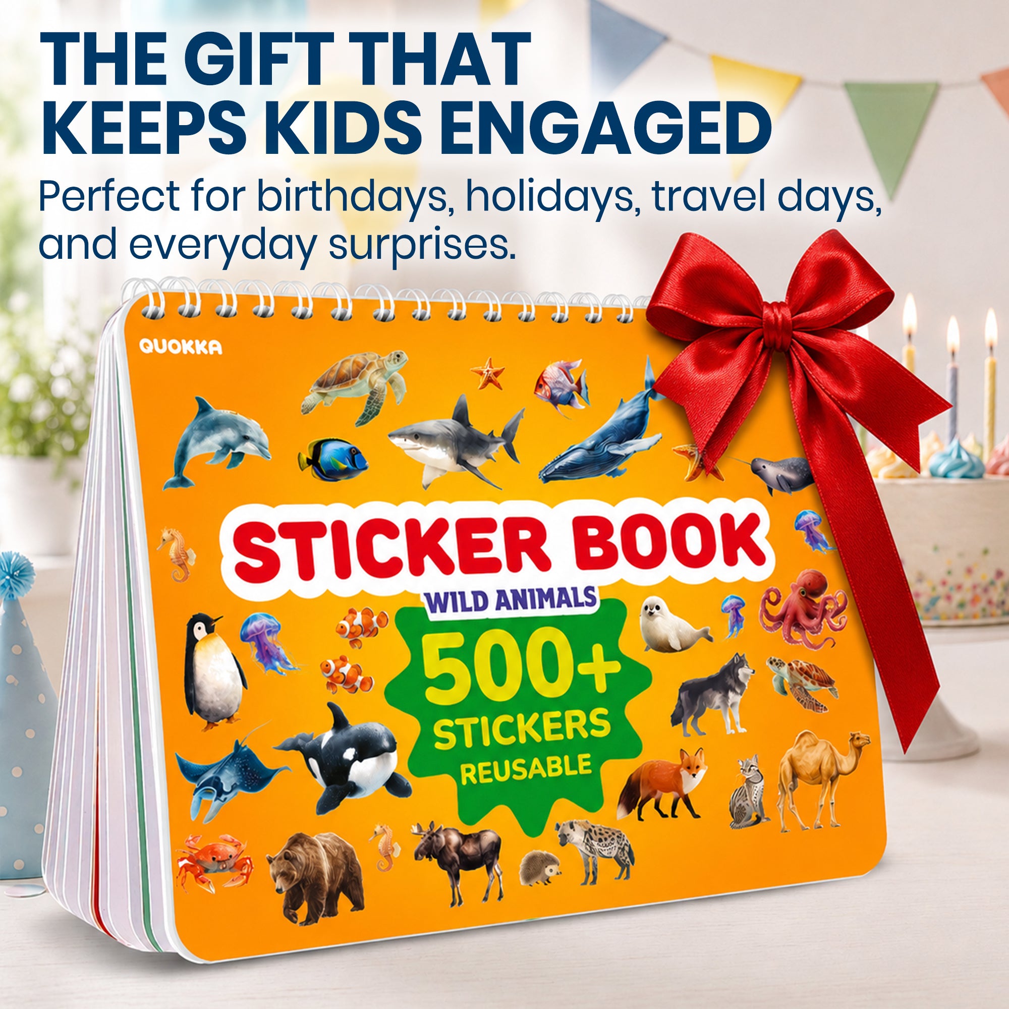 Sticker Book for Kids Realistic Animals - Draw & Stick Creative Workbook