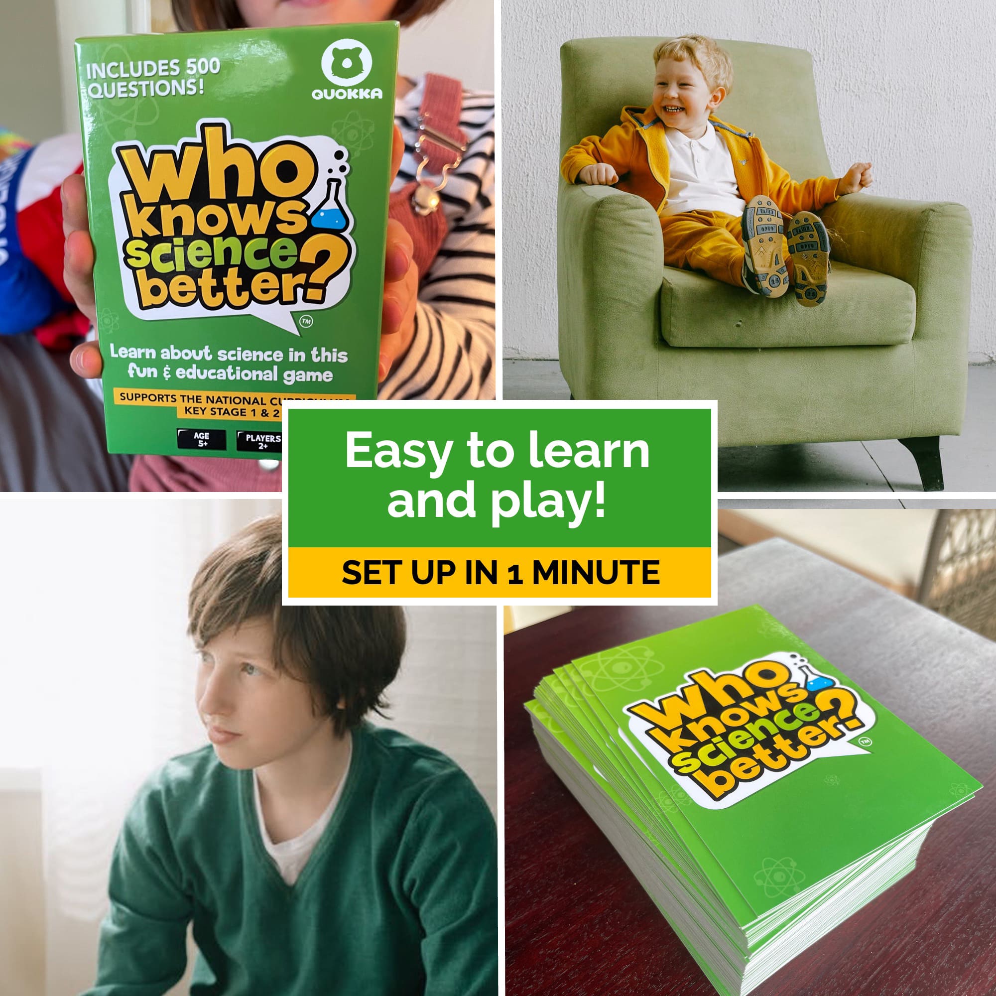 Who Knows Science Better Kids & Family Card Quiz Game - QUOKKA