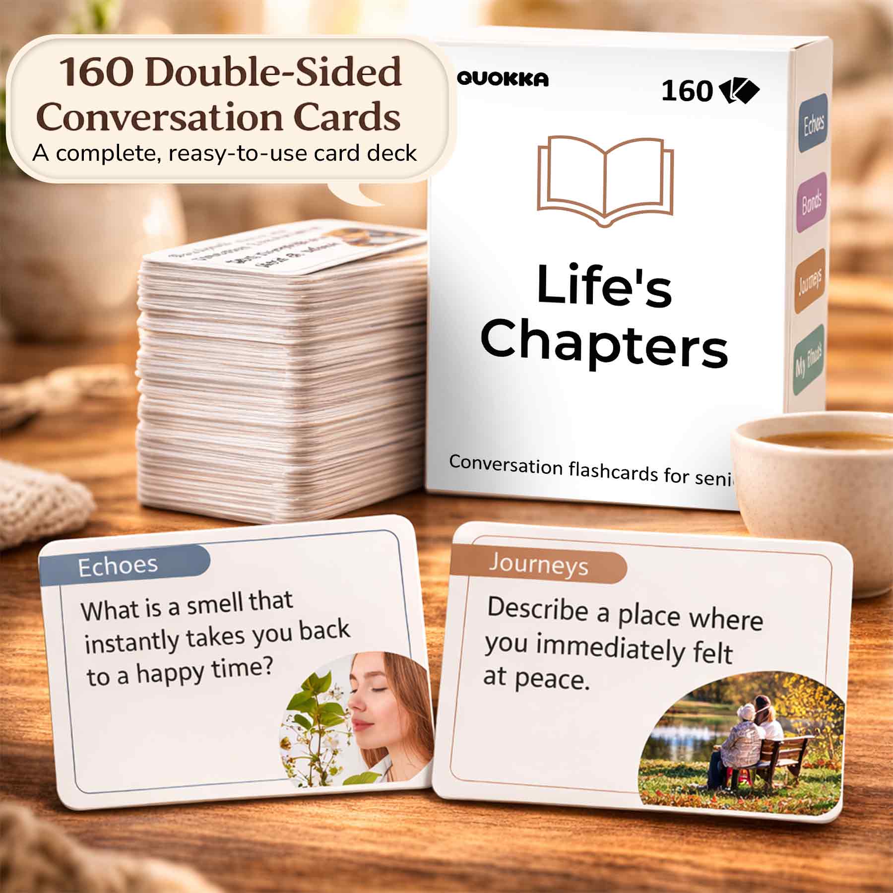 Conversation Cards for Seniors - 160 Large Print Prompts