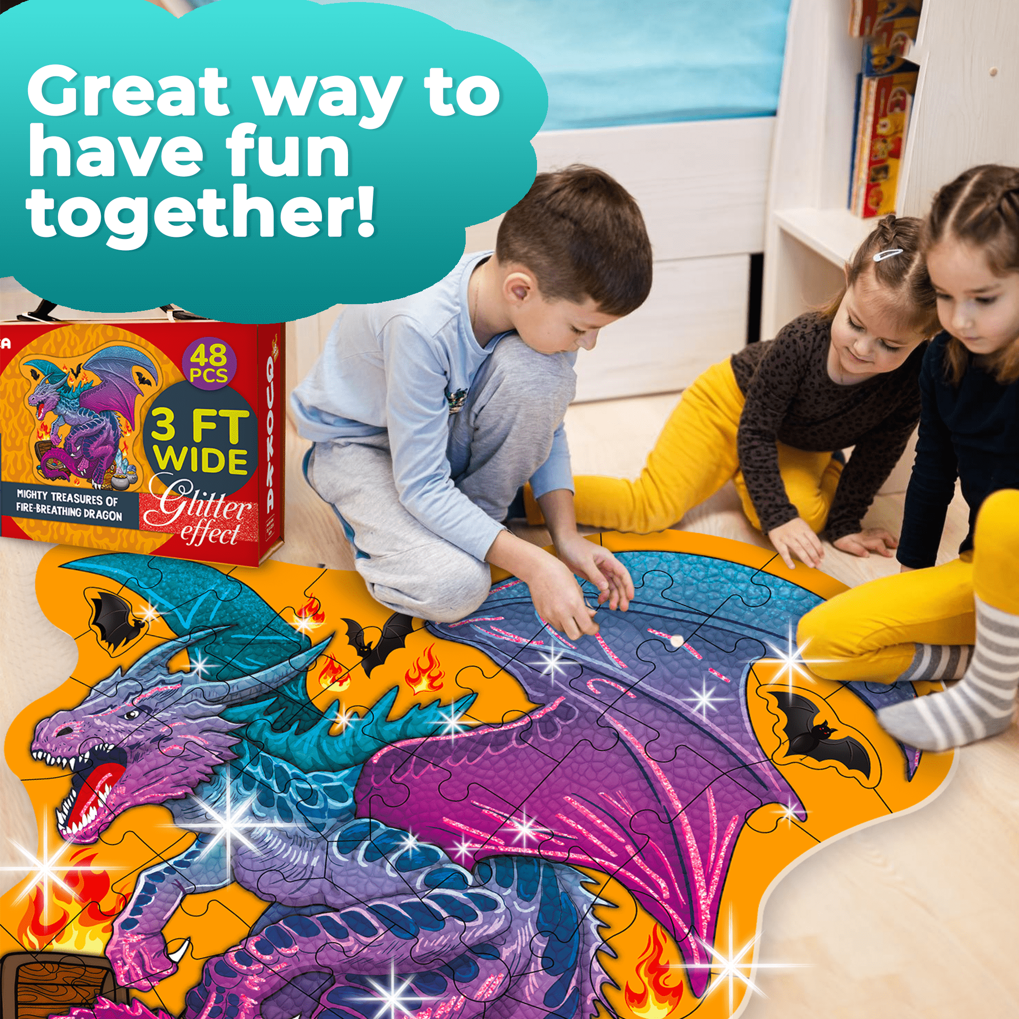 2x3 FT Shaped Giant Puzzles for Kids Ages 3-6 | Drago