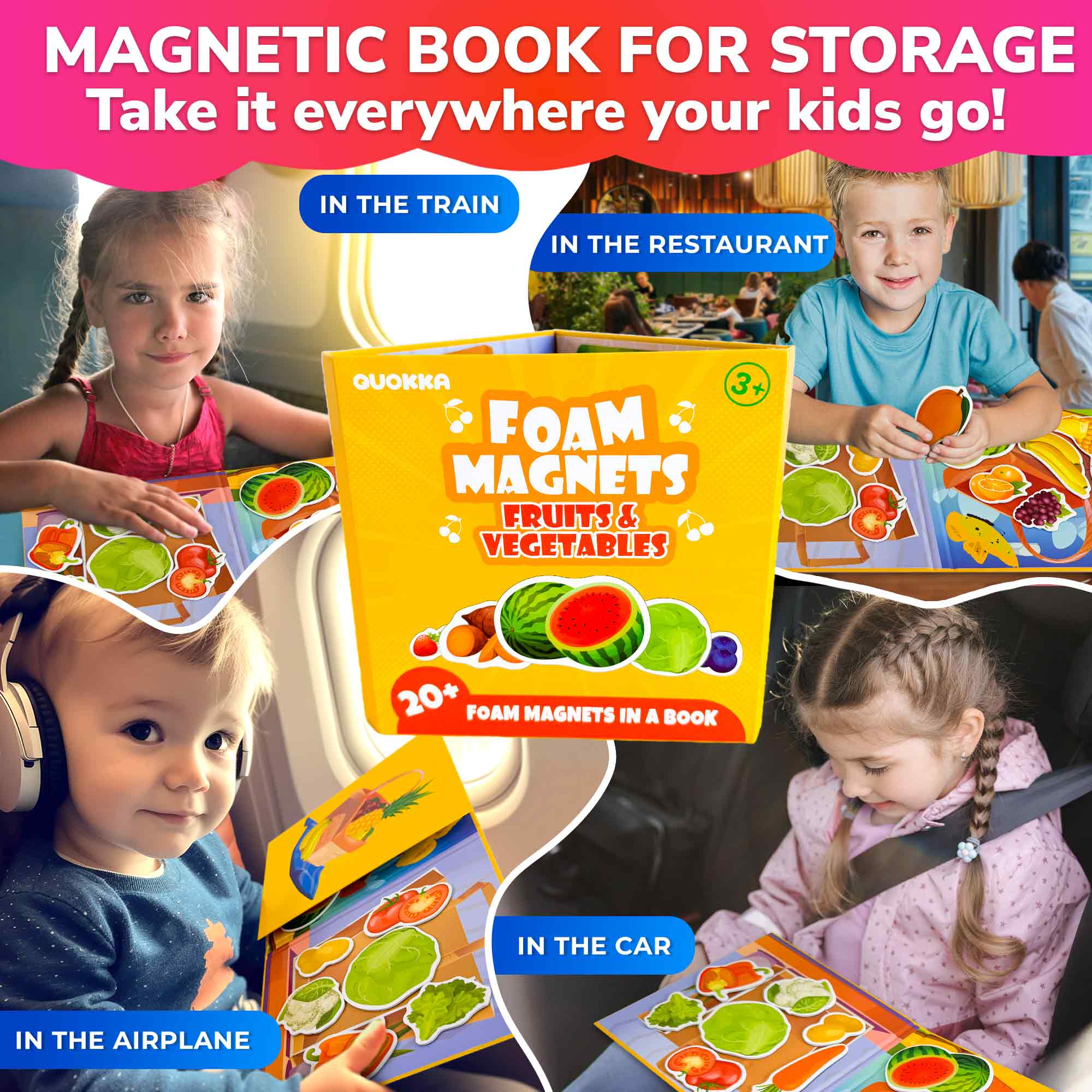 Travel Magnetic Book 20+Pcs for Kids | Fruits