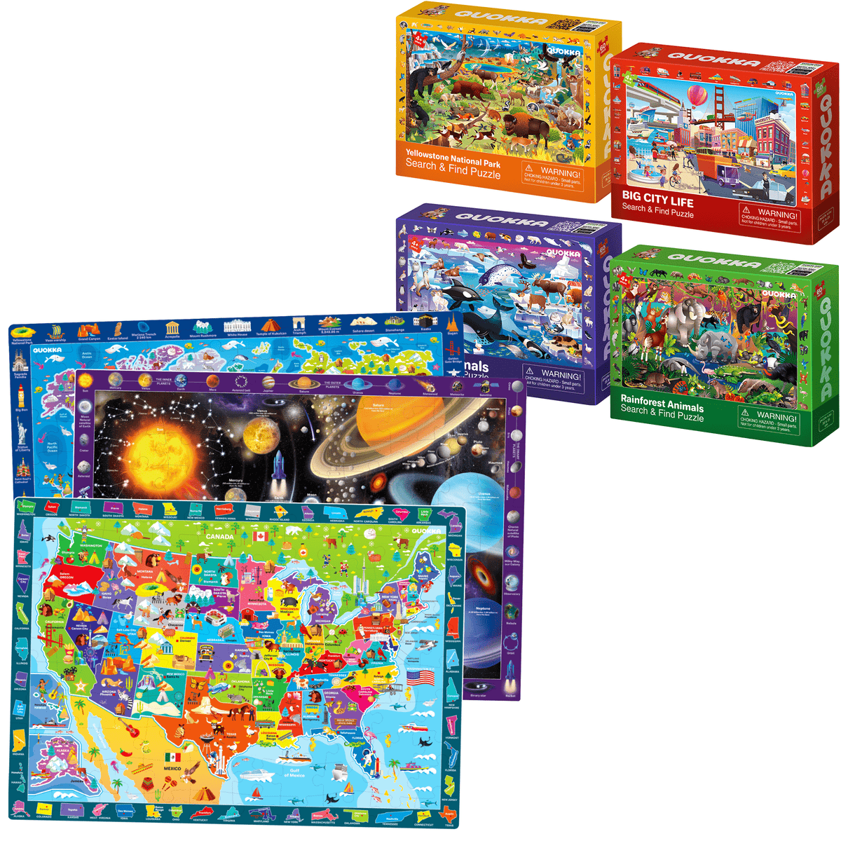 QUOKKA Bundle Set of 7 Puzzles for Kids | Maps, Animals, City Life QUOKKA Bundle Set of 7 Puzzles for Kids | Maps, Animals, City Life