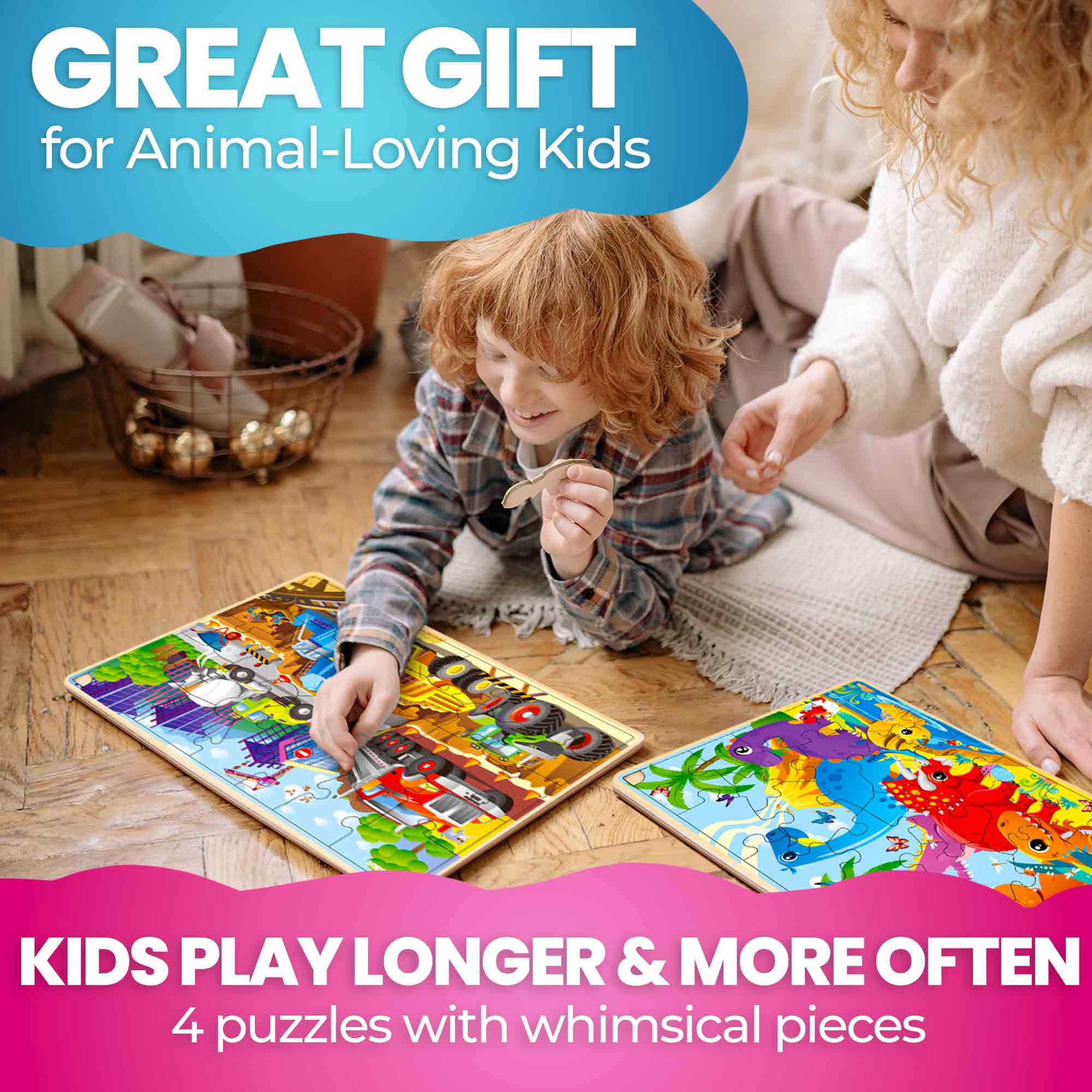4 Set Wooden Puzzles