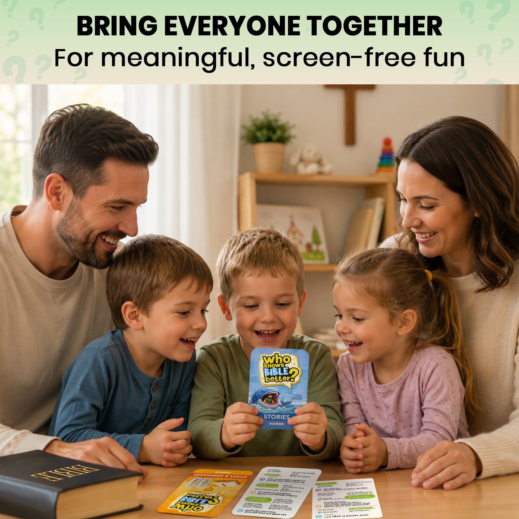 Trivia Card Game - Who Knows Bible Better? 3 Set for Family