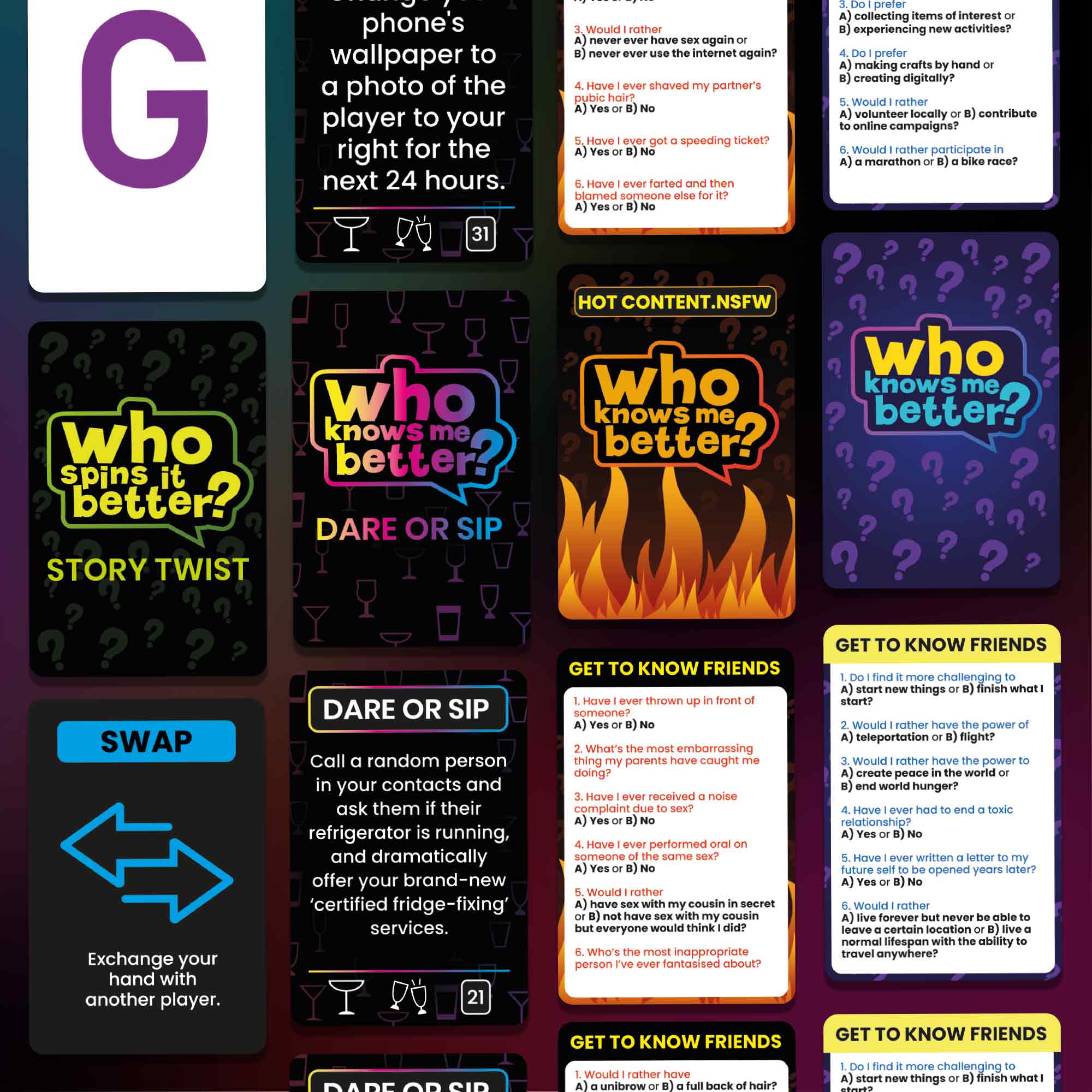 4 Set Party Games β Who Knows Me Better? for Adults