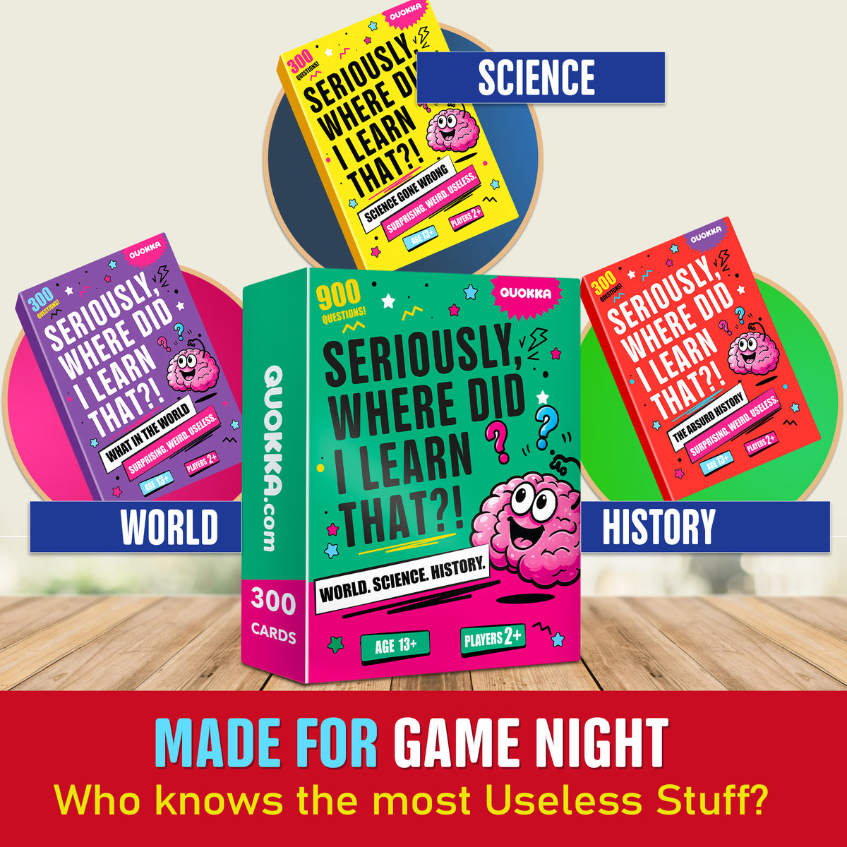 Trivia Card Games for Adults & Teens - 300 Questions on History Facts