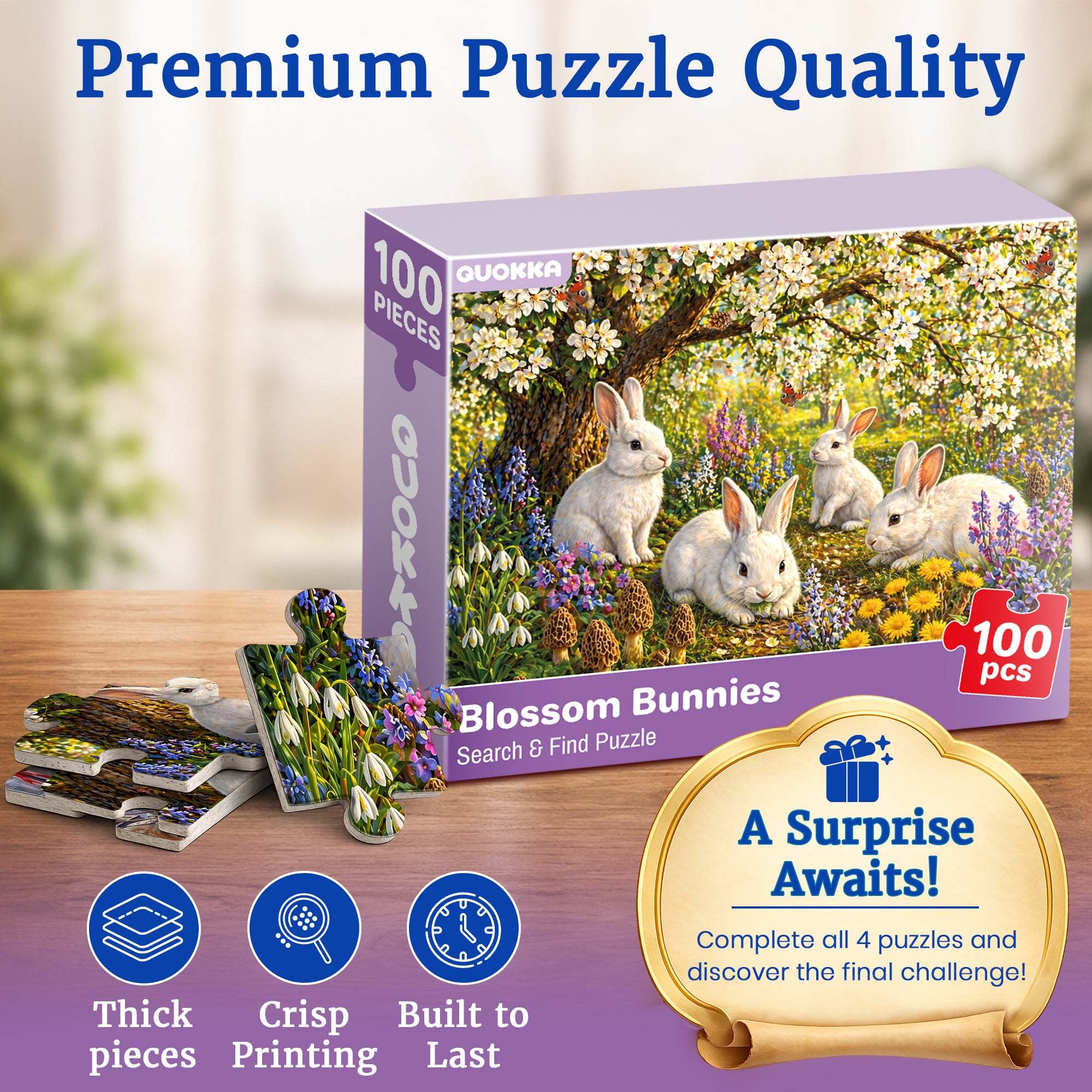 100 Pcs Search & Find Dementia Puzzles for Elderly - Forest Wildlife