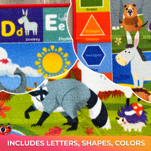 QUOKKA Classroom Rug for Kids | 78x59 ABC Rugs for Playroom | Alphabet Learning Area Animals Rug for Bedroom