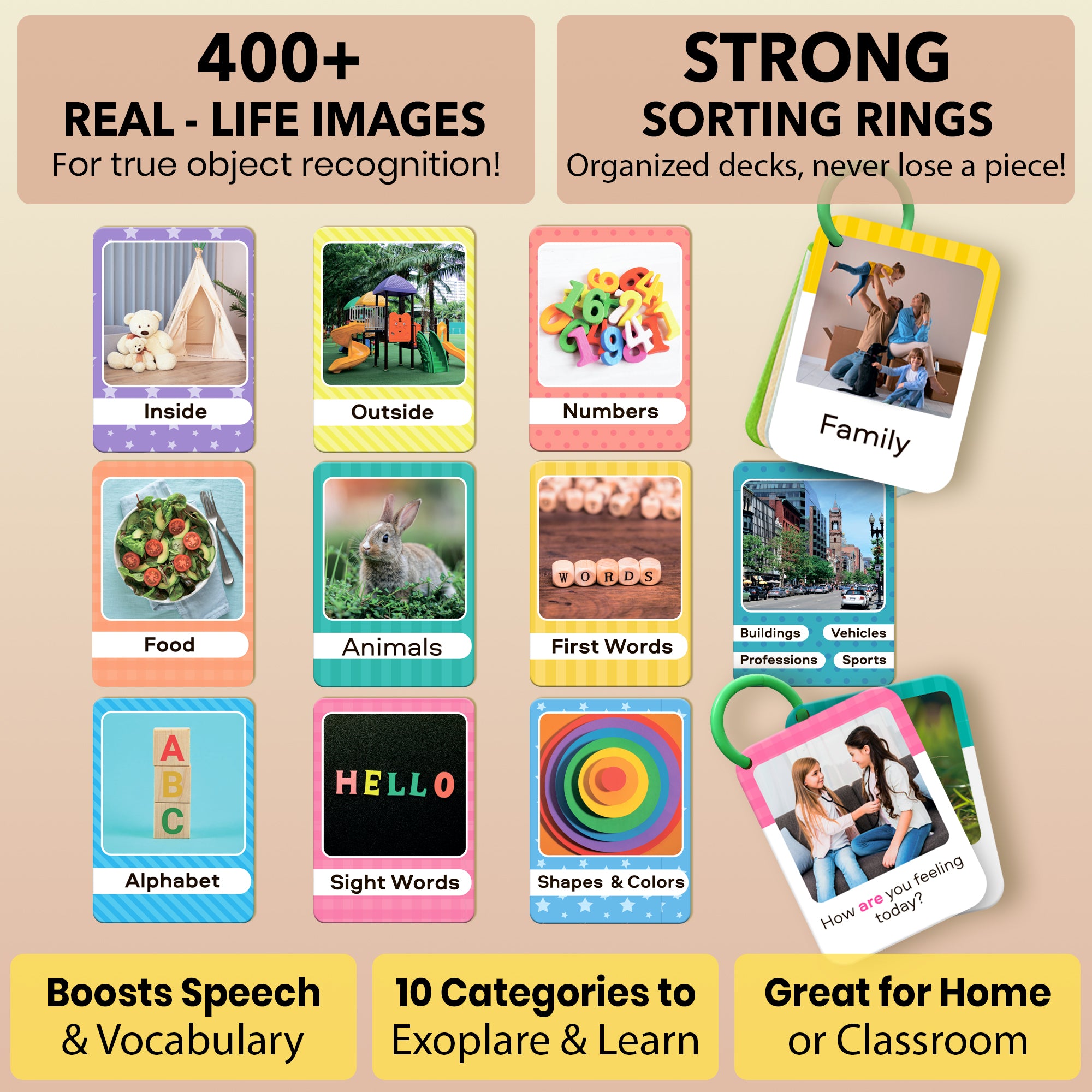 225 Flash Cards for Toddlers 1-3 | Alphabet & First Words