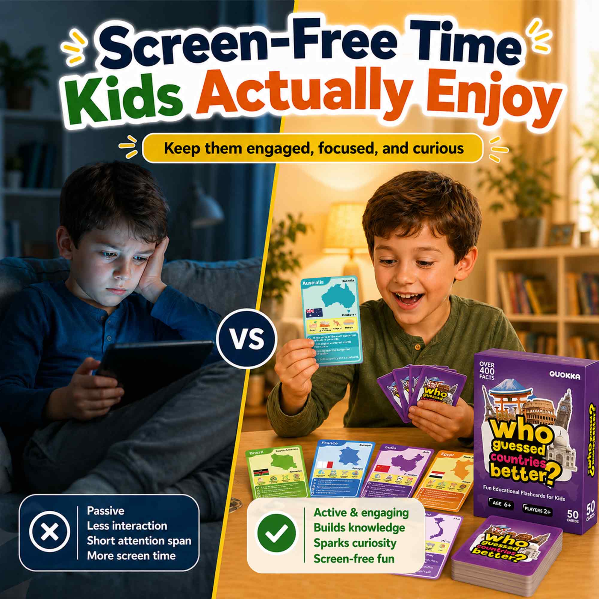 Educational Game for Kids - Who Guess It Better: Countries