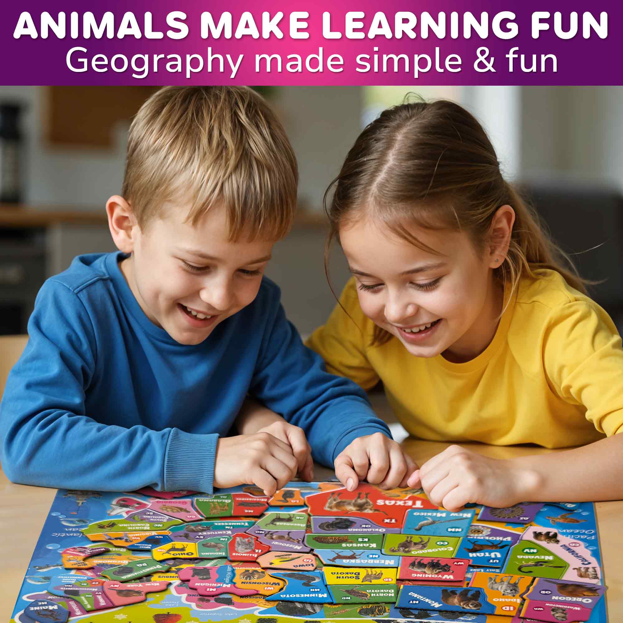 Magnetic Puzzles for Kids - Realistic USA Map