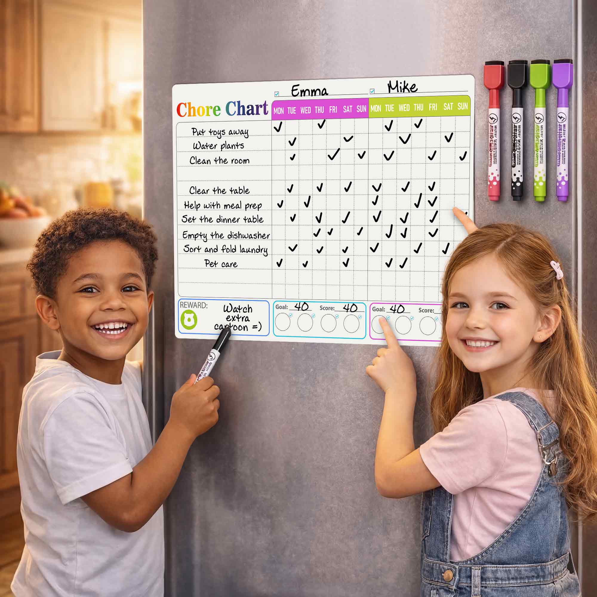 Behavior Magnetic Chore Chart for Multiple Kids