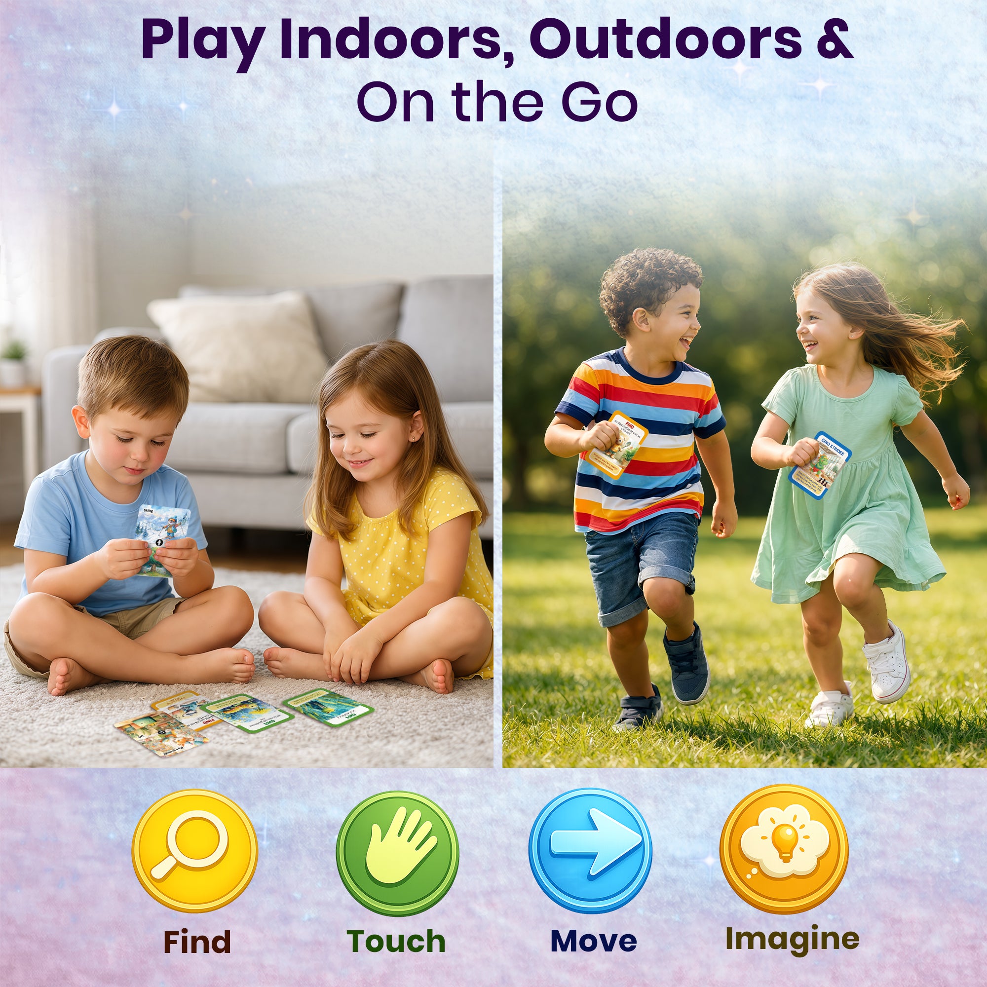 4 Set Scavenger Hunt Game for Kids - Active Movement Indoor and Outdoor