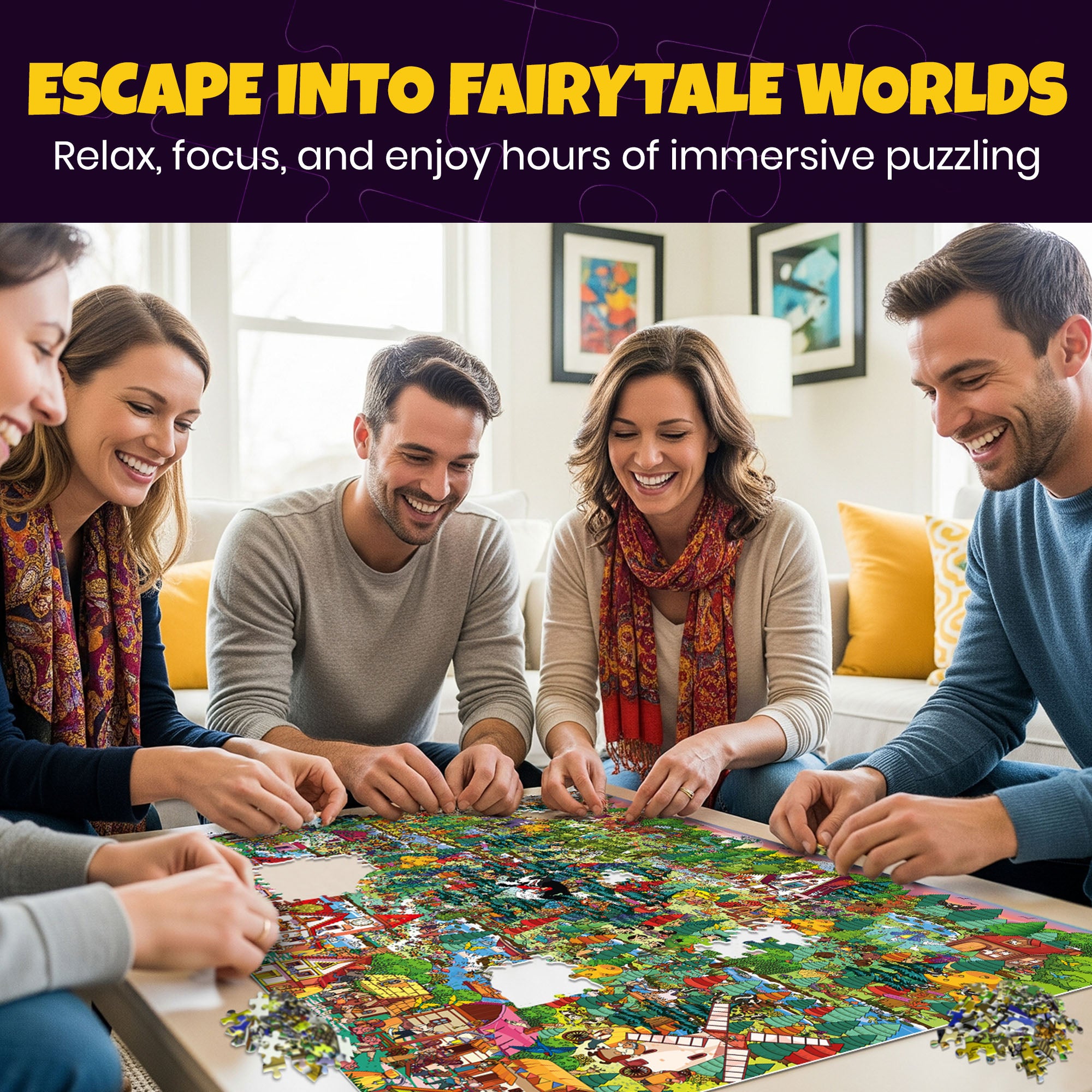 Set 3x1000 Pcs Puzzle for Adults Seek&See Fairy Tales