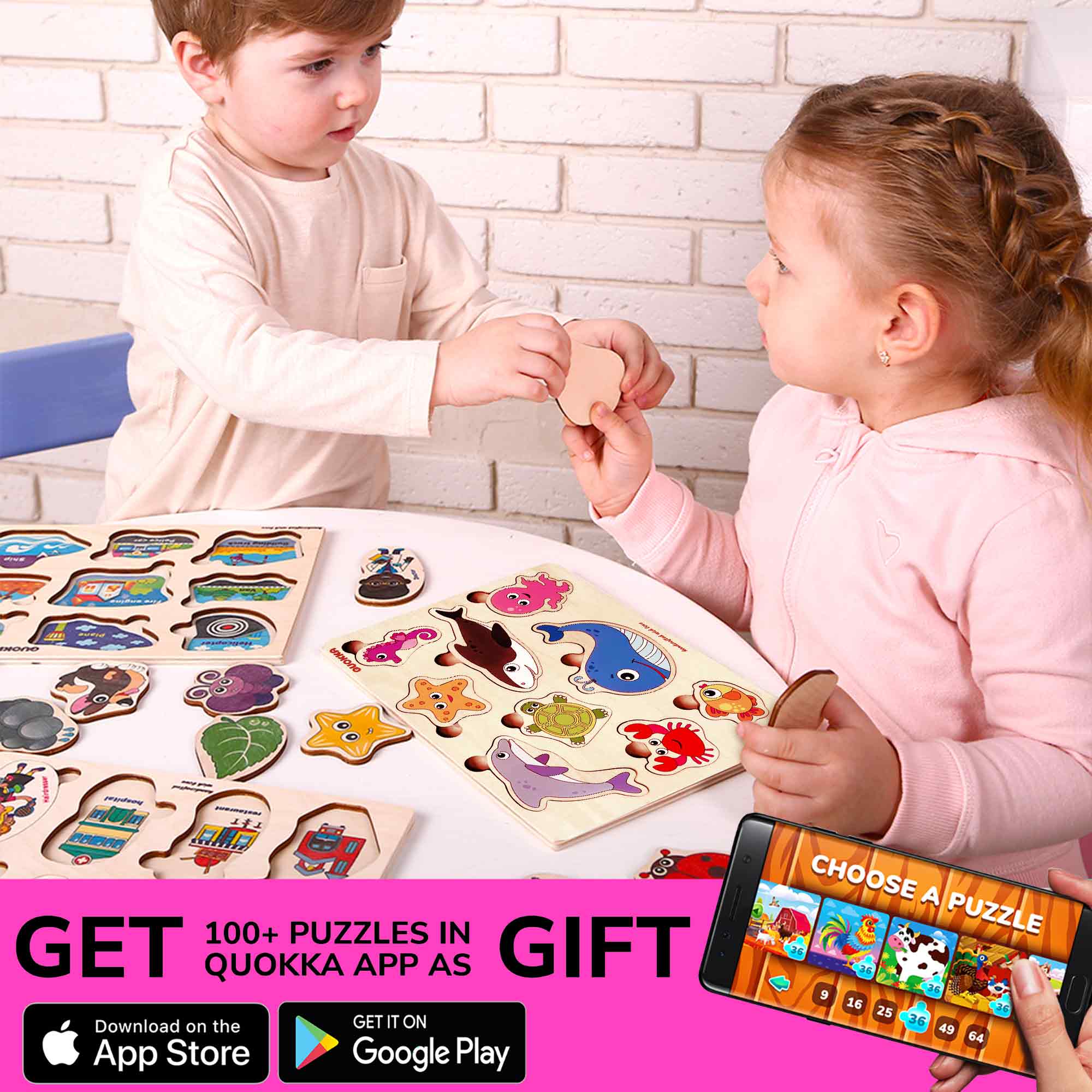 Wooden Puzzles for Toddlers | Sea Animals