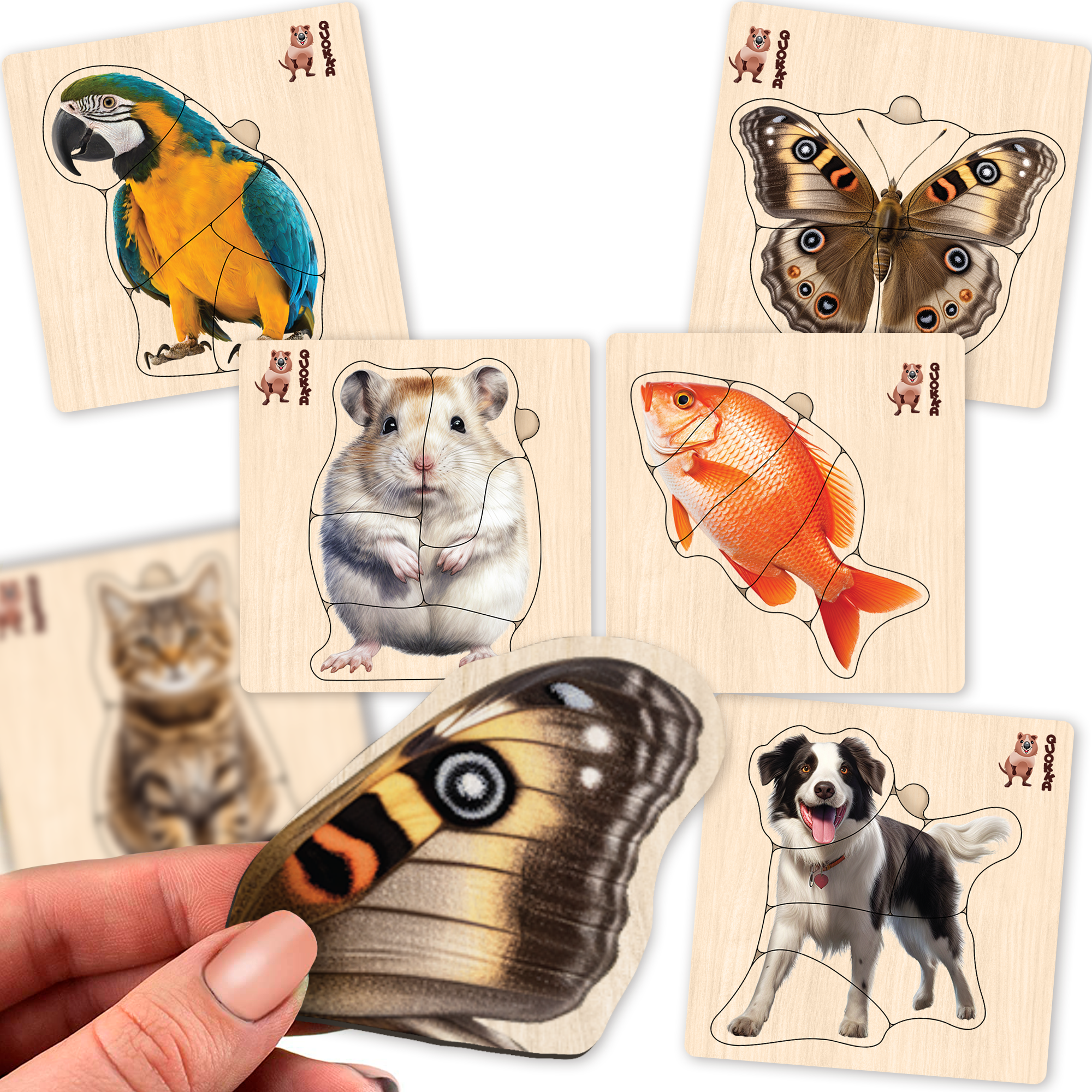 QUOKKA Realistic Wooden Puzzles for Toddlers 1-3 Year Old