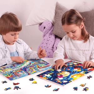 48 Piece Jigsaw Wooden Puzzles | Galaxy & World Map