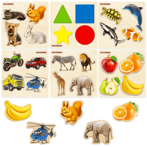 6 Chunky Puzzles for Toddlers Unique Shapes | Animalі, Vehicles, Fruits & Shapes