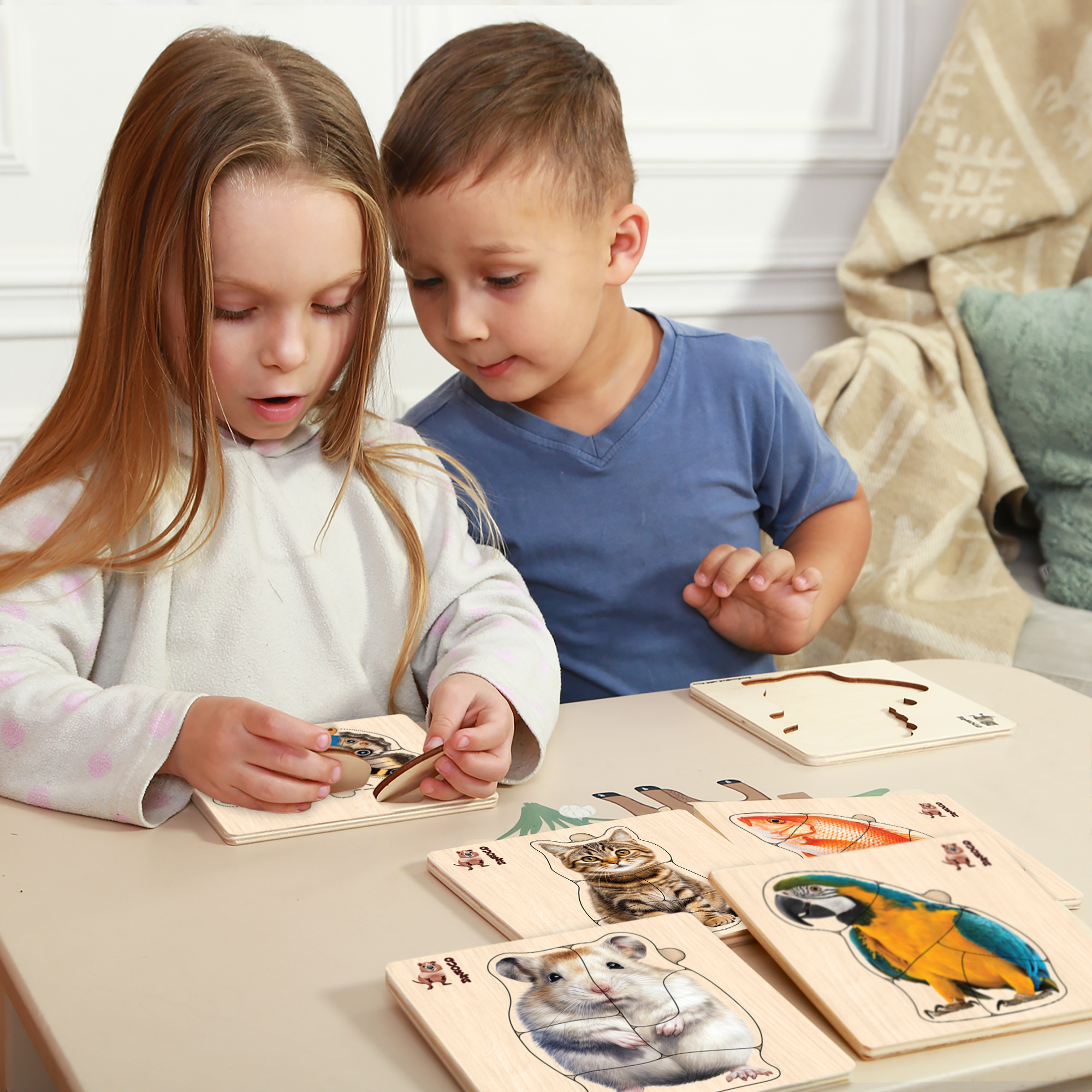 QUOKKA Realistic Wooden Puzzles for Toddlers 1-3 Year Old
